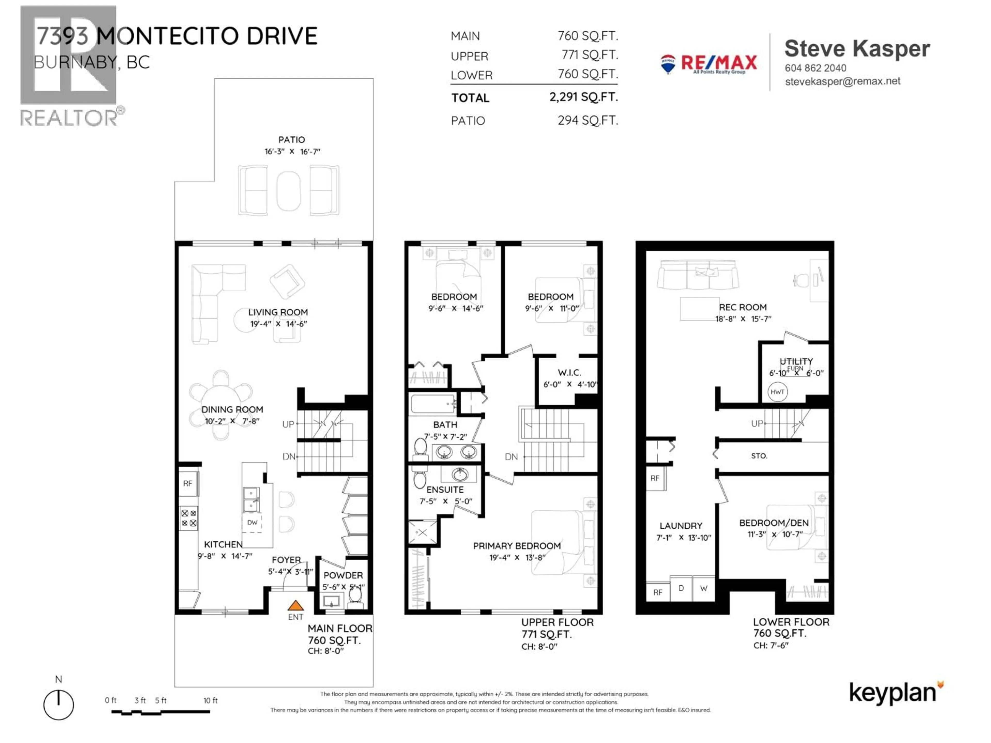 Floor plan for 7393 MONTECITO DRIVE, Burnaby British Columbia V5A1R4