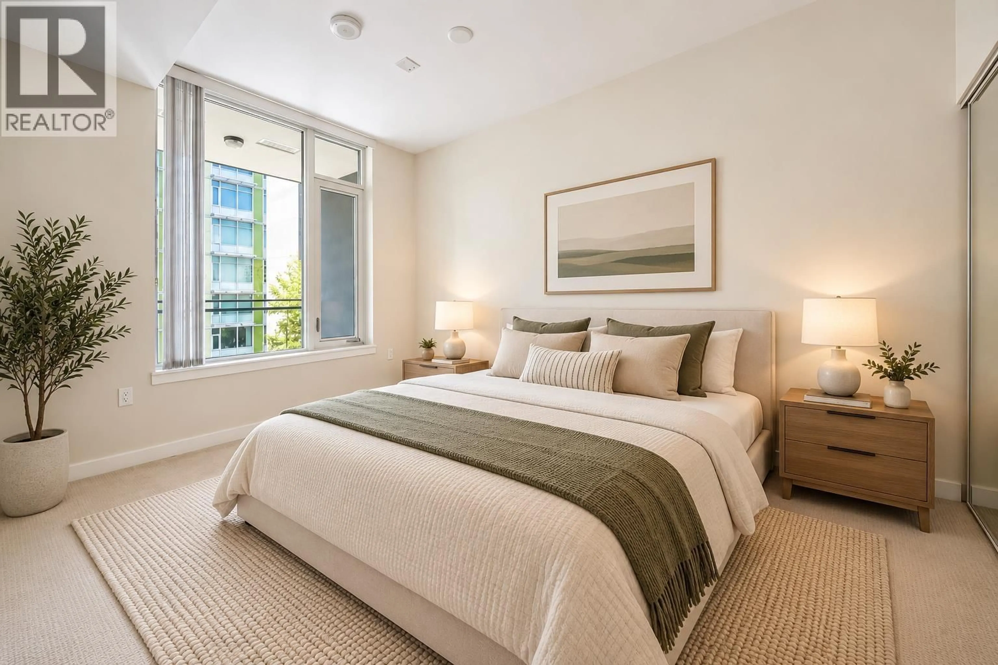 Bedroom with bed, carpet floor for 812 - 8688 HAZELBRIDGE WAY, Richmond British Columbia V6X0R6