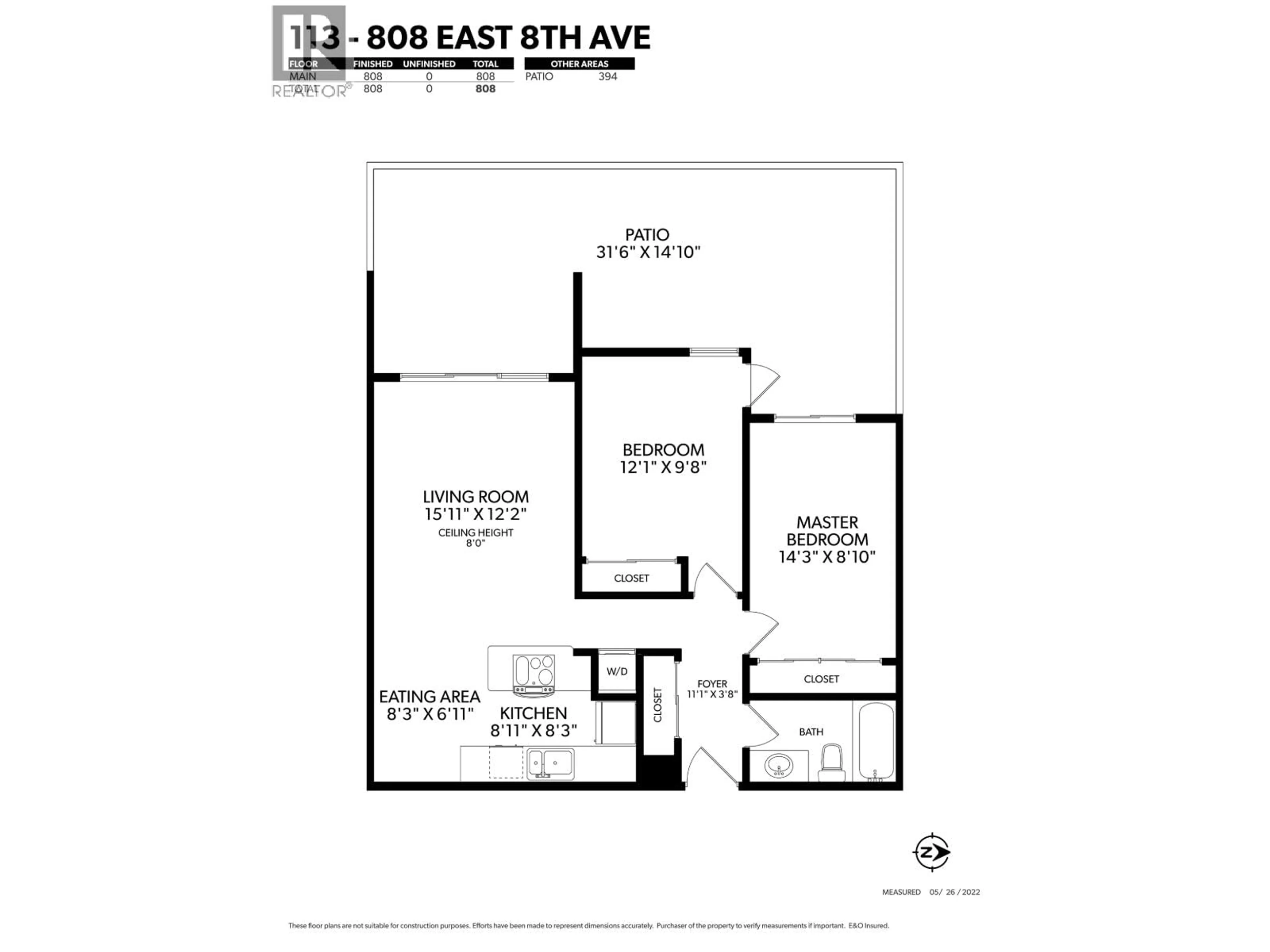 Floor plan for 113 - 808 8TH AVENUE, Vancouver British Columbia V5T1T5