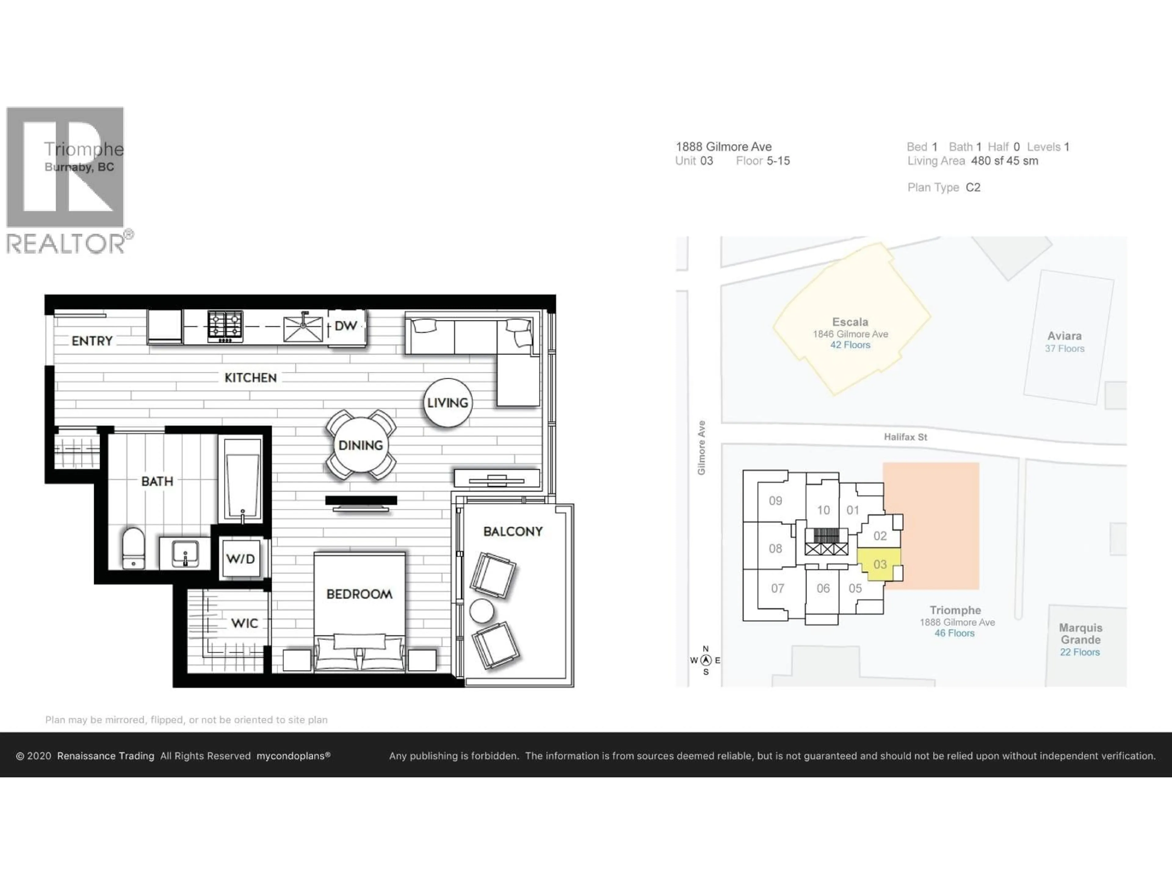 Floor plan for 703 - 1888 GILMORE AVENUE, Burnaby British Columbia V5C0L2