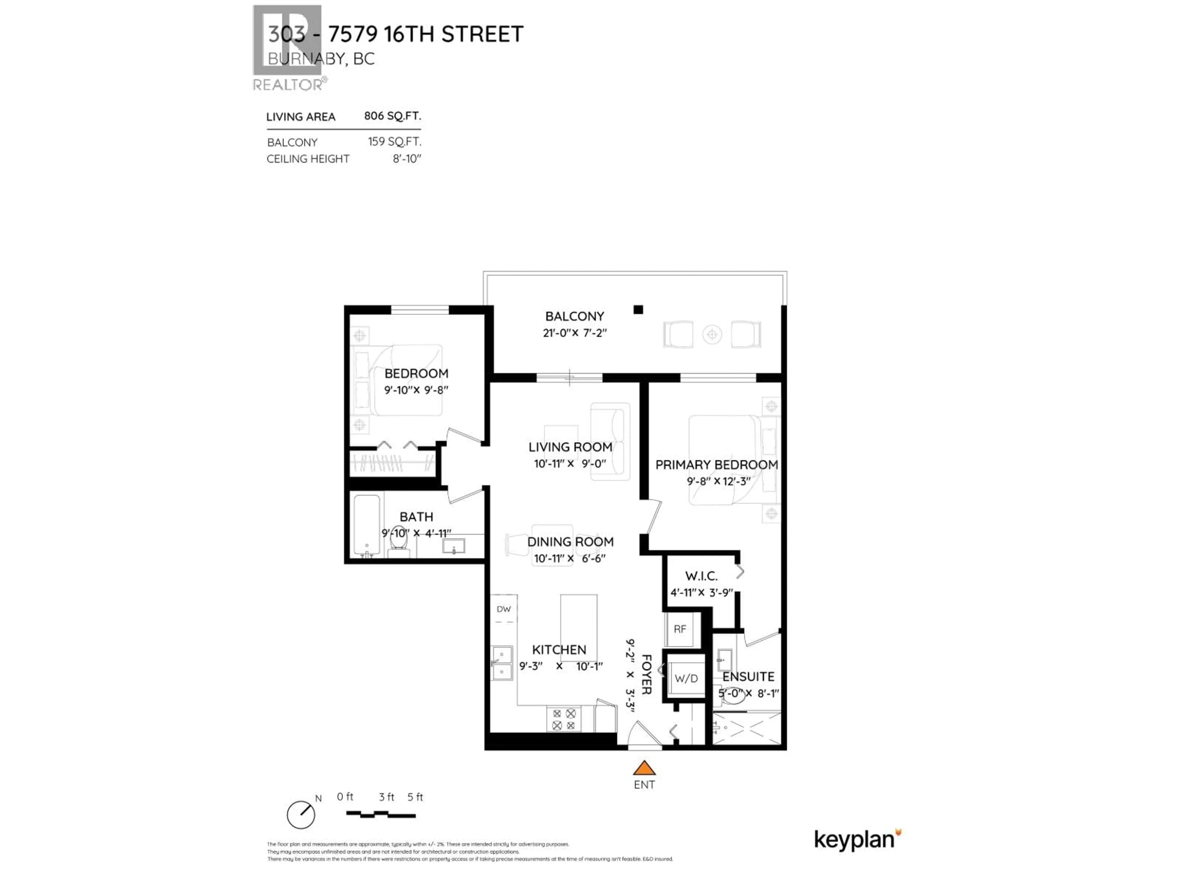 Floor plan for 303 - 7579 16TH STREET, Burnaby British Columbia V3N0H7