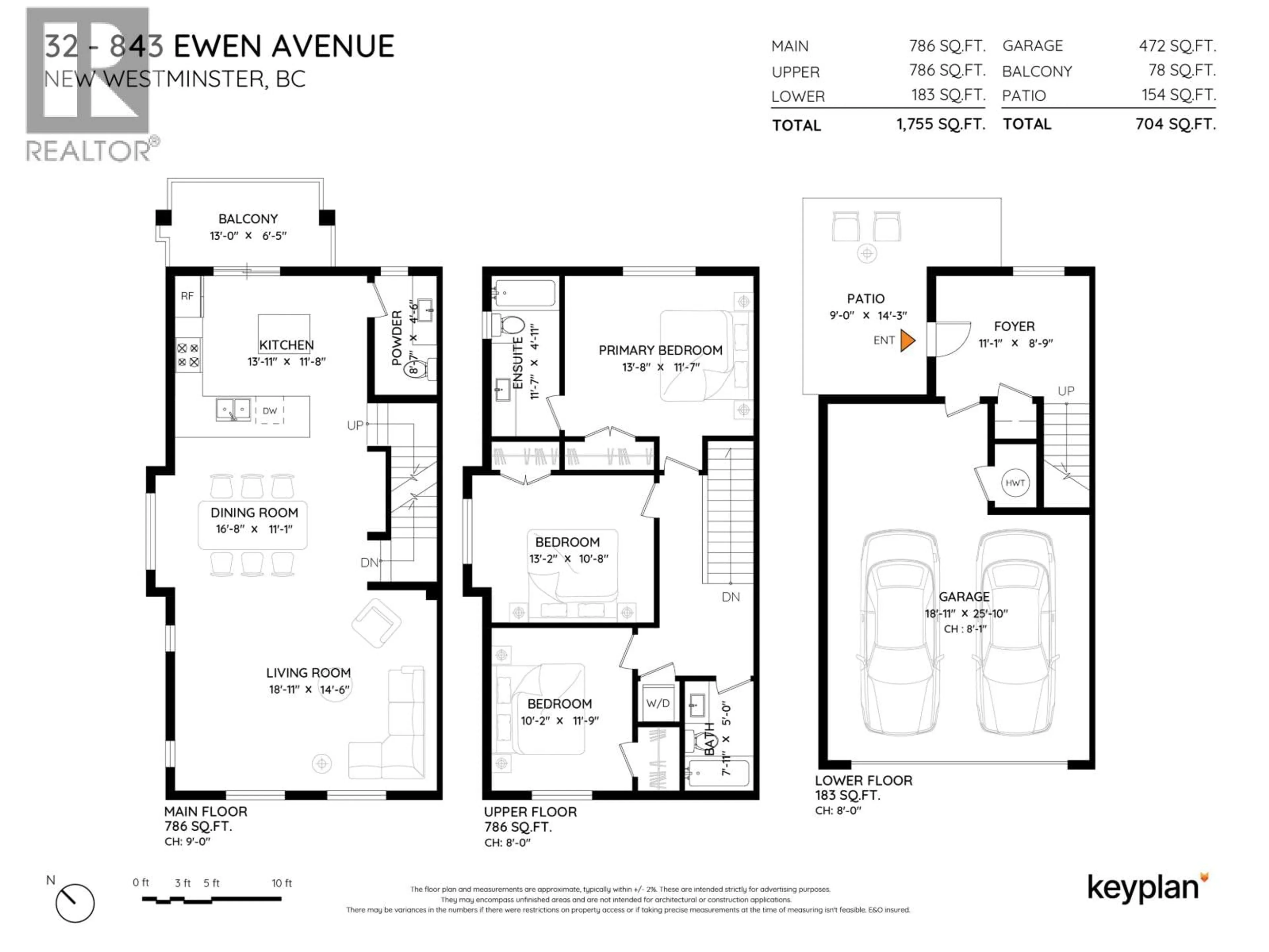 Floor plan for 32 - 843 EWEN AVENUE, New Westminster British Columbia V3M0K6
