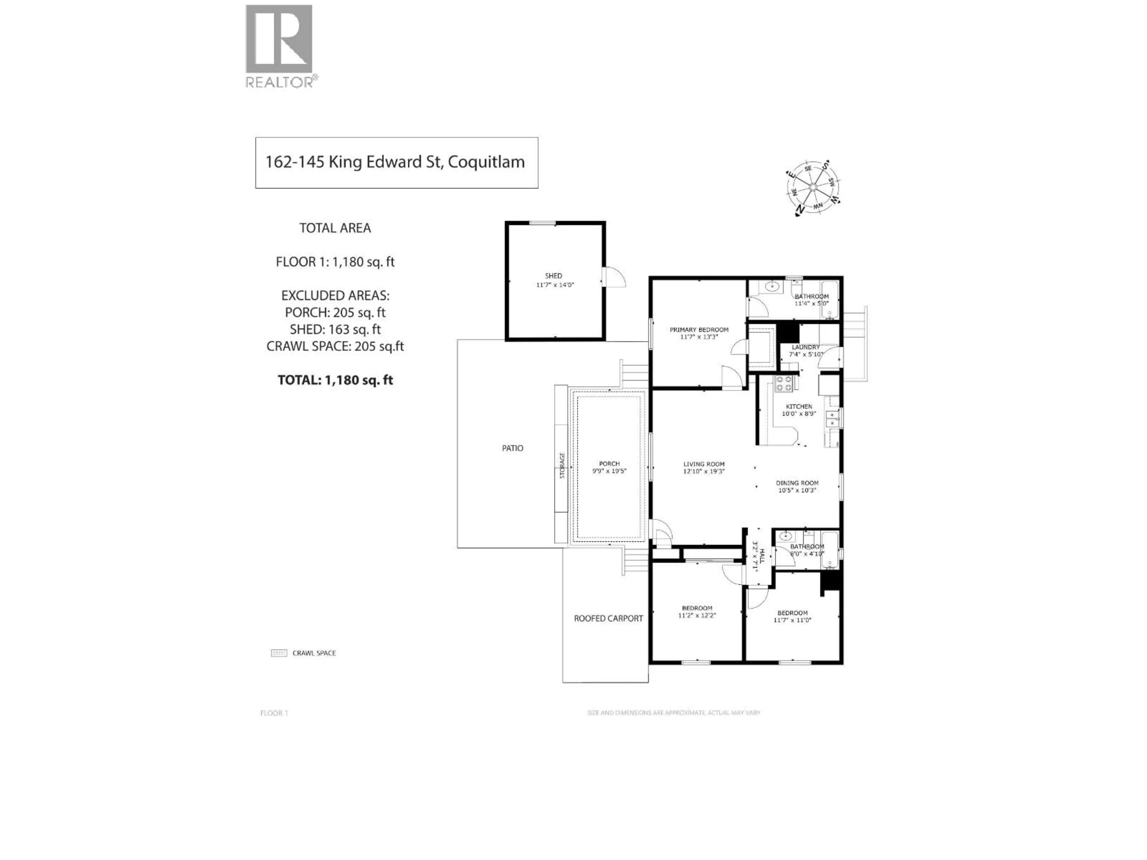 Floor plan for 162 - 145 KING EDWARD STREET, Coquitlam British Columbia V3K6M5