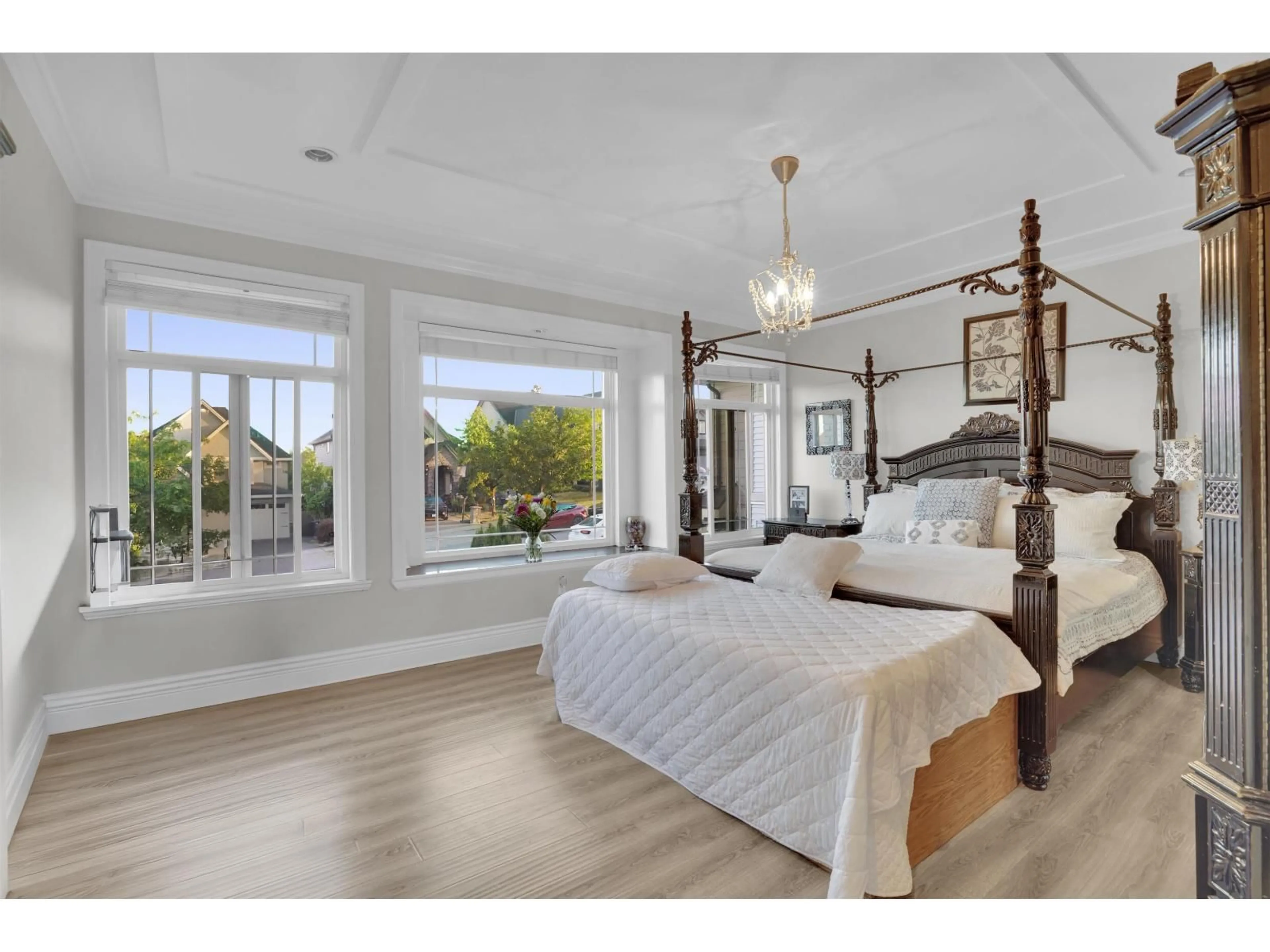 Bedroom with bed, wood/laminate floor for 18913 54A AVENUE, Surrey British Columbia V3S6R4