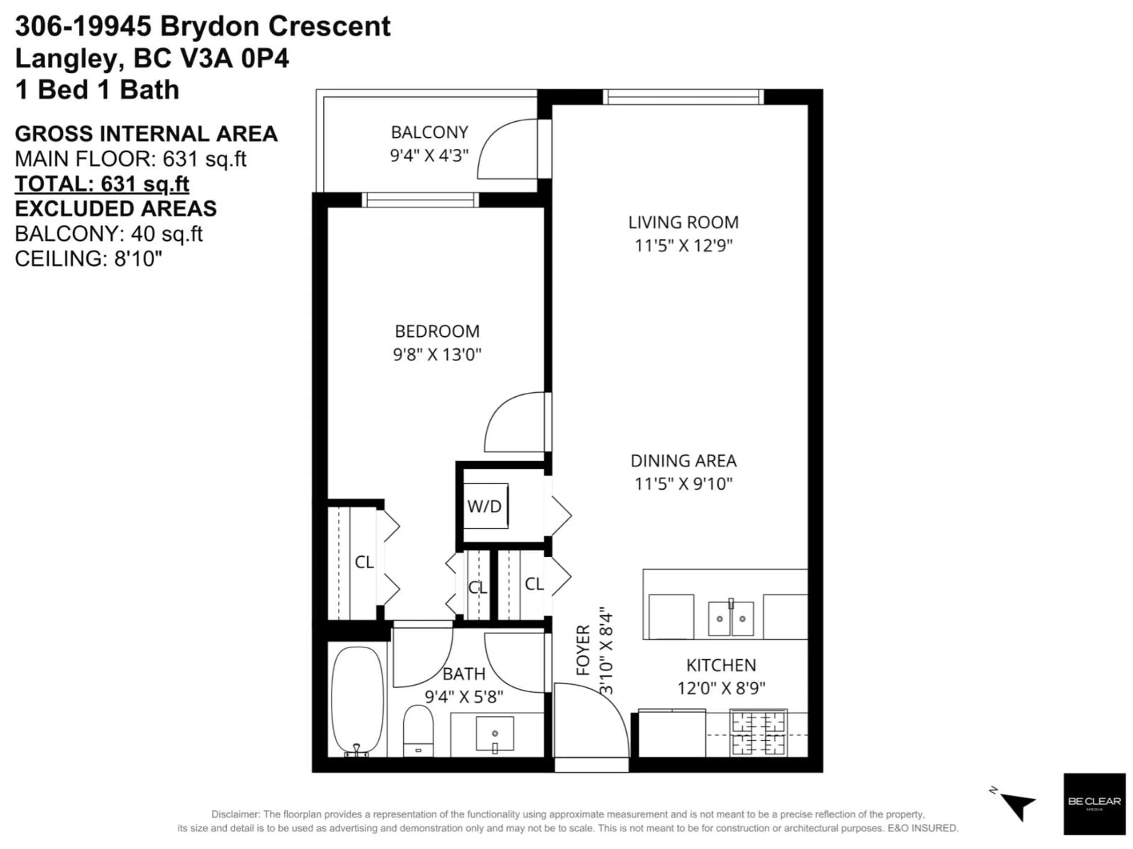 Floor plan for 306 - 19945 BRYDON CRESCENT, Langley British Columbia V3A4A6
