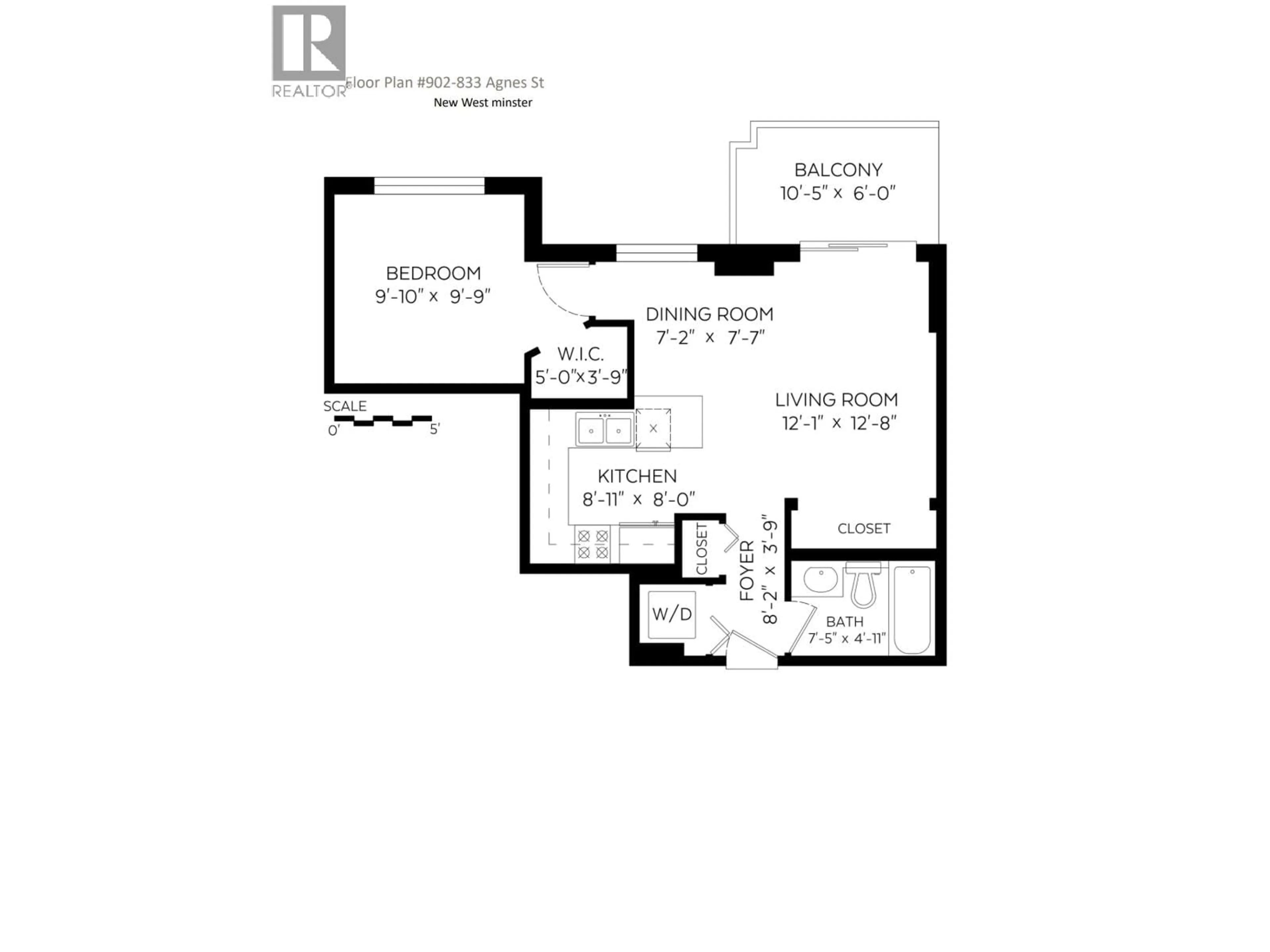 Floor plan for 902 - 833 AGNES STREET, New Westminster British Columbia V3M0B1