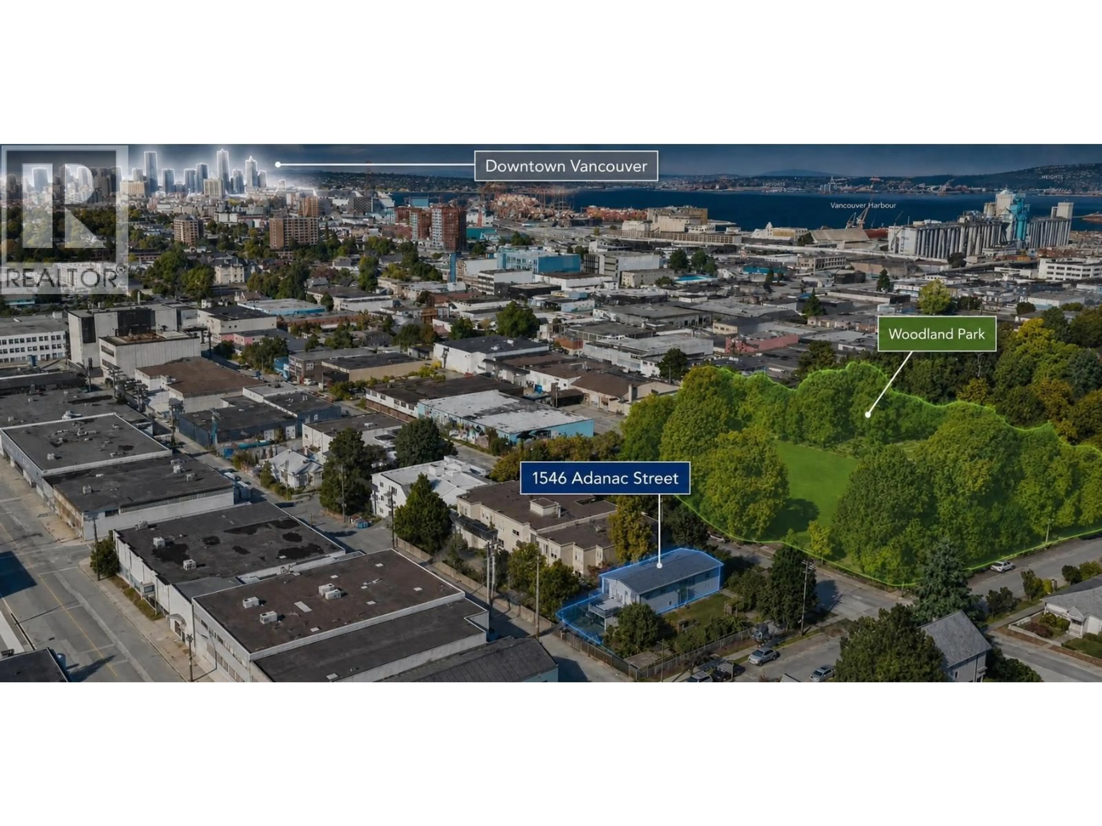 A pic from outside/outdoor area/front of a property/back of a property/a pic from drone, street for 1546 ADANAC STREET, Vancouver British Columbia V5L2C5