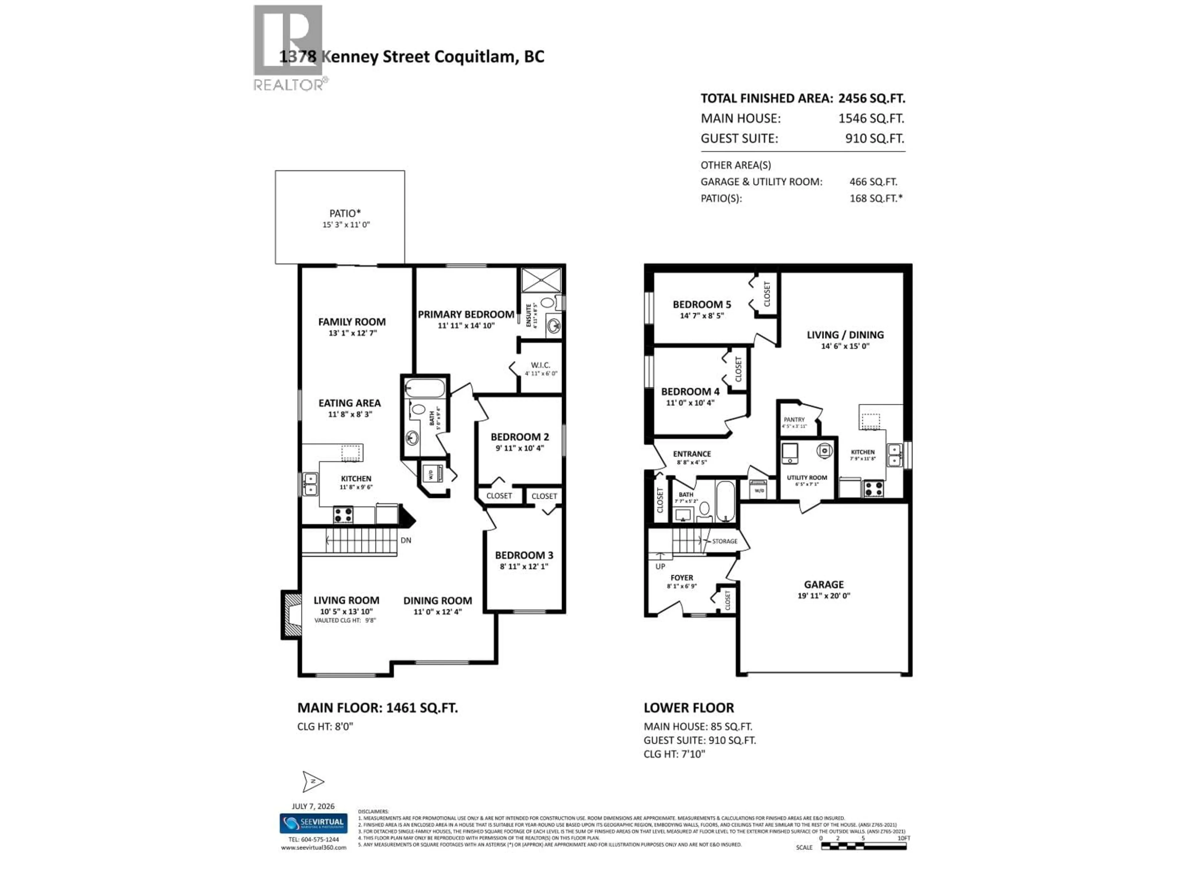 Floor plan for 1378 KENNEY STREET, Coquitlam British Columbia V3E2R1