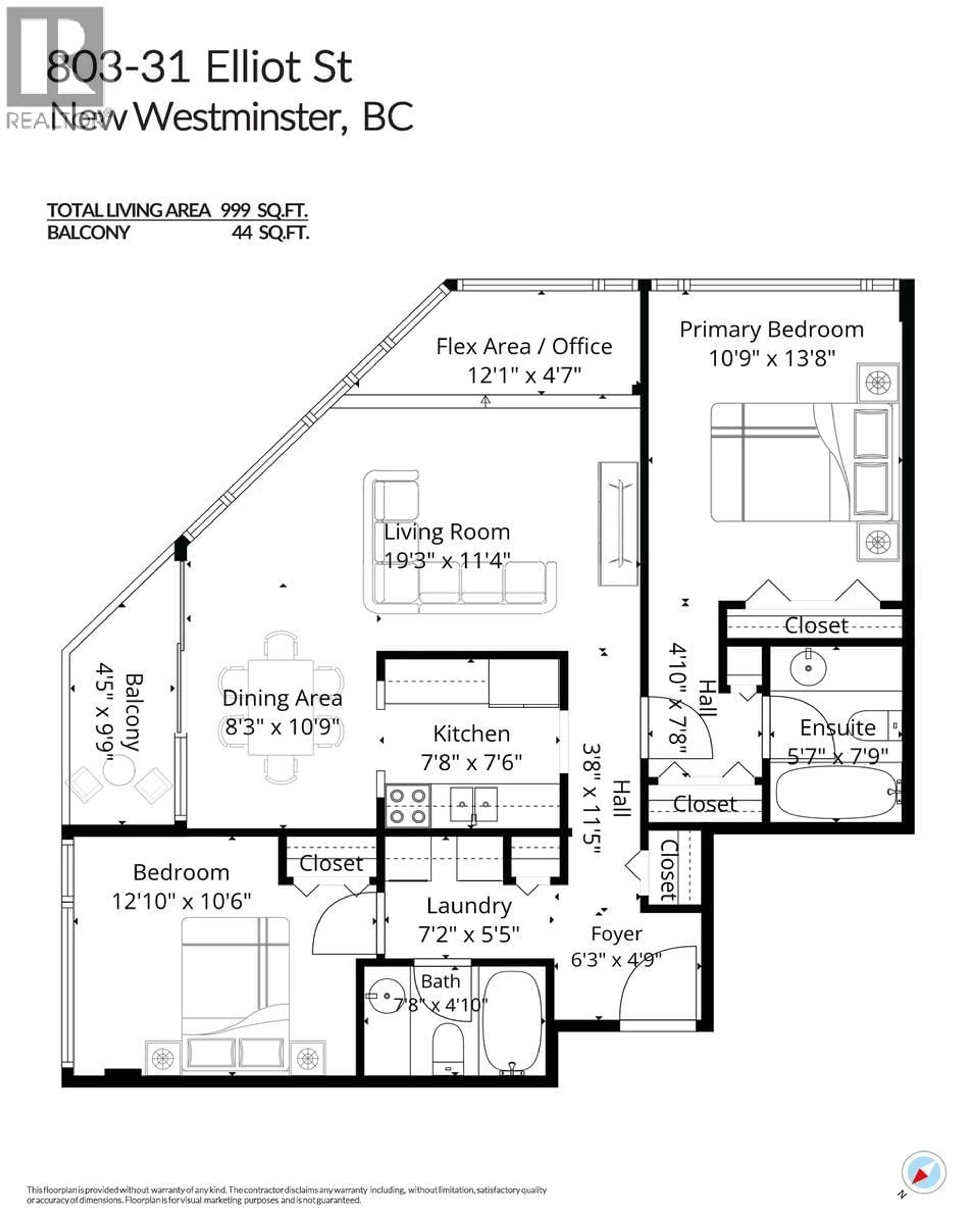 Floor plan for 803 - 31 ELLIOT STREET, New Westminster British Columbia V3L5C9
