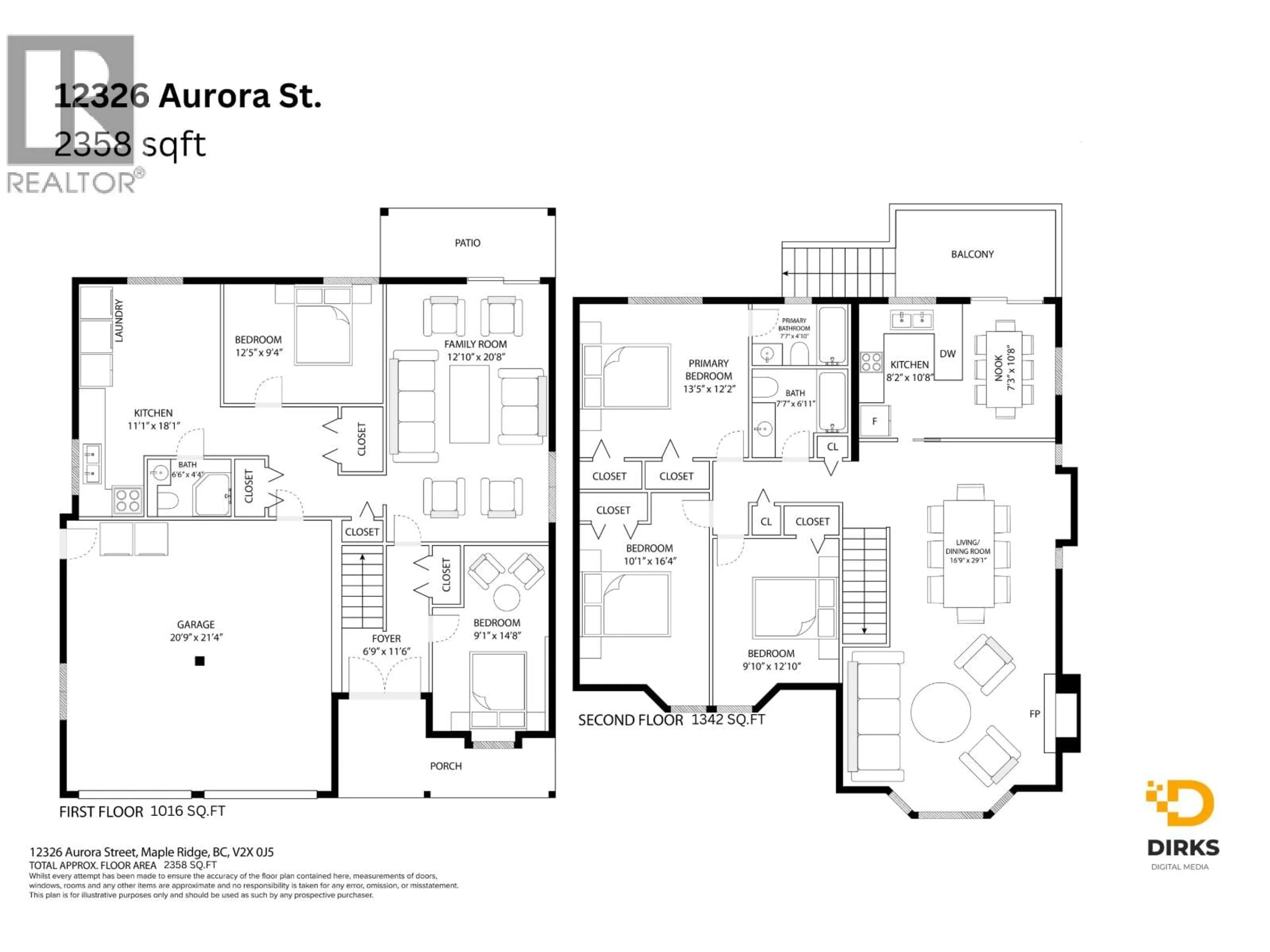 Floor plan for 12326 AURORA STREET, Maple Ridge British Columbia V2X0J5