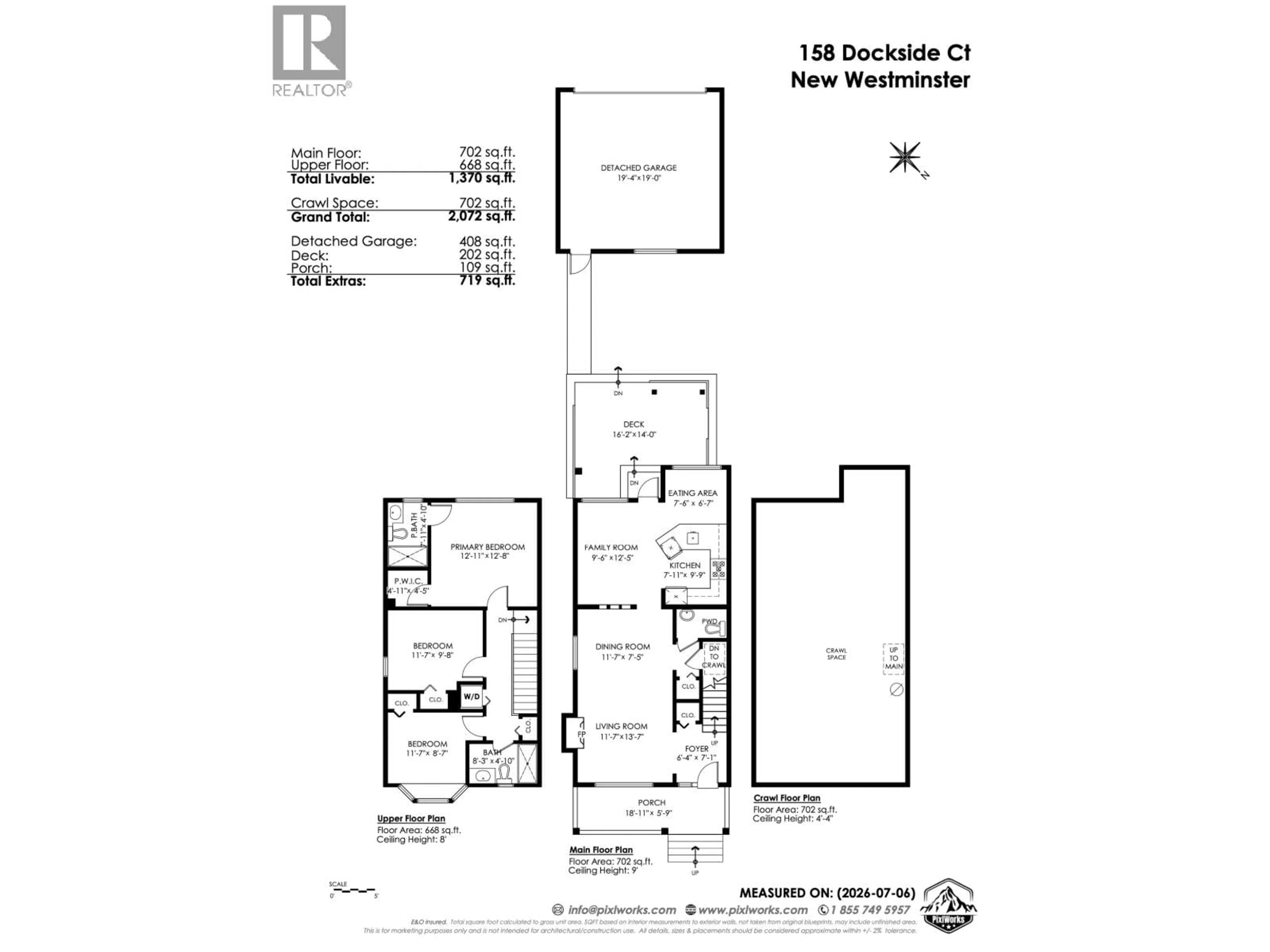 Floor plan for 158 DOCKSIDE COURT, New Westminster British Columbia V3M0B2