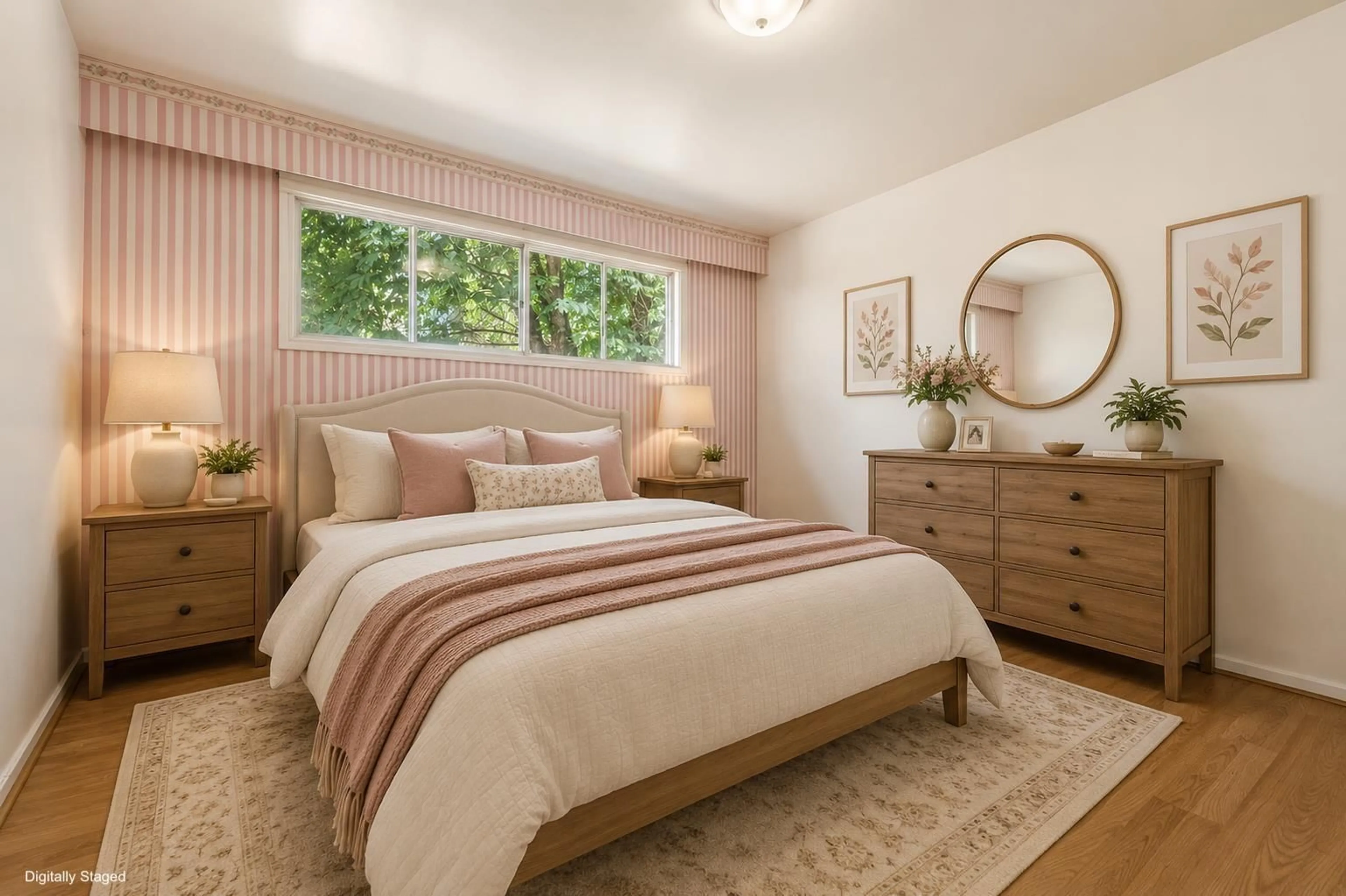 Bedroom with bed, wood/laminate floor for 46725 MACKEN AVENUE, Chilliwack British Columbia V2P3C1