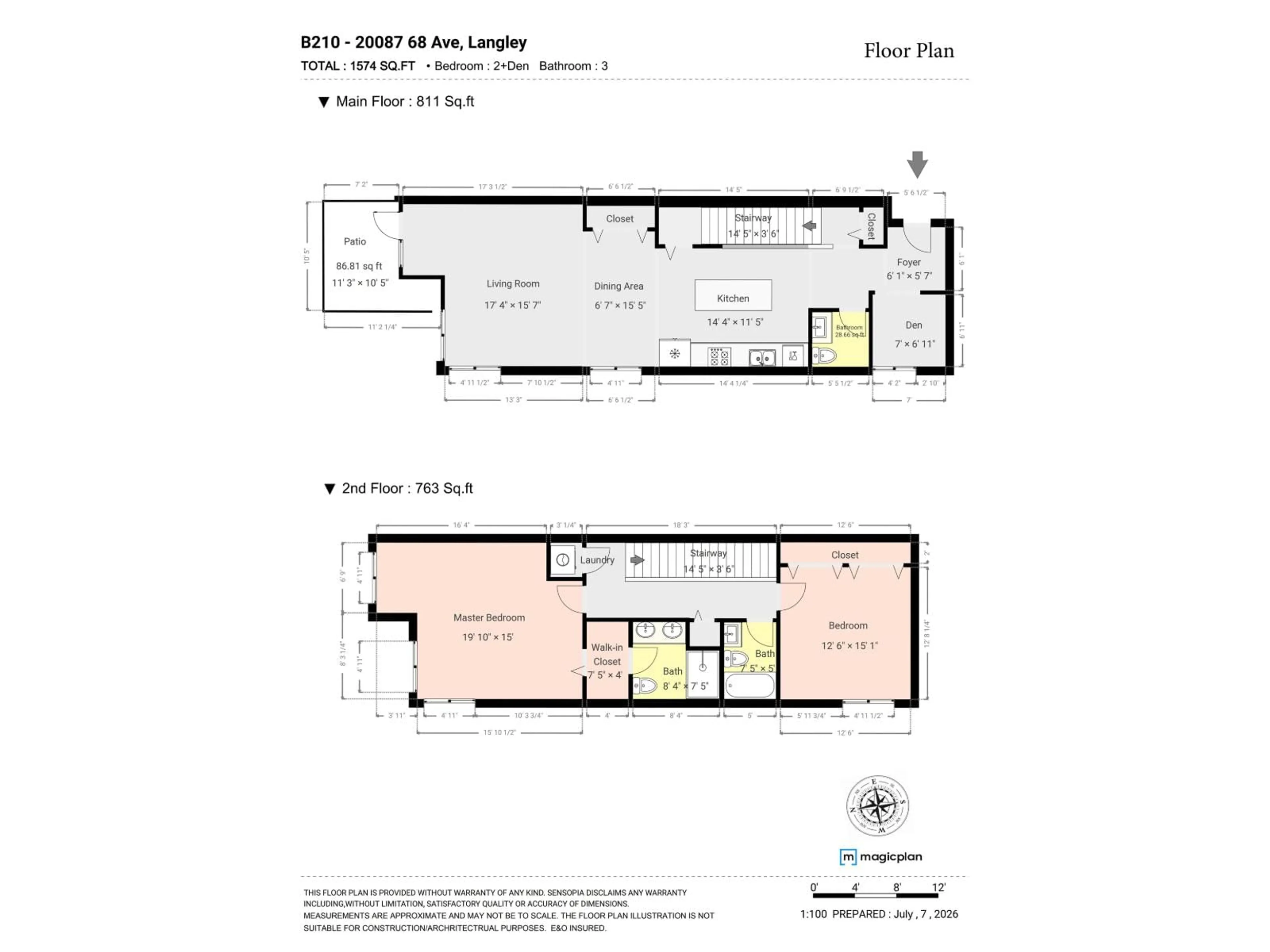 Floor plan for B210 - 20087 68 AVENUE, Langley British Columbia V2Y0Y3