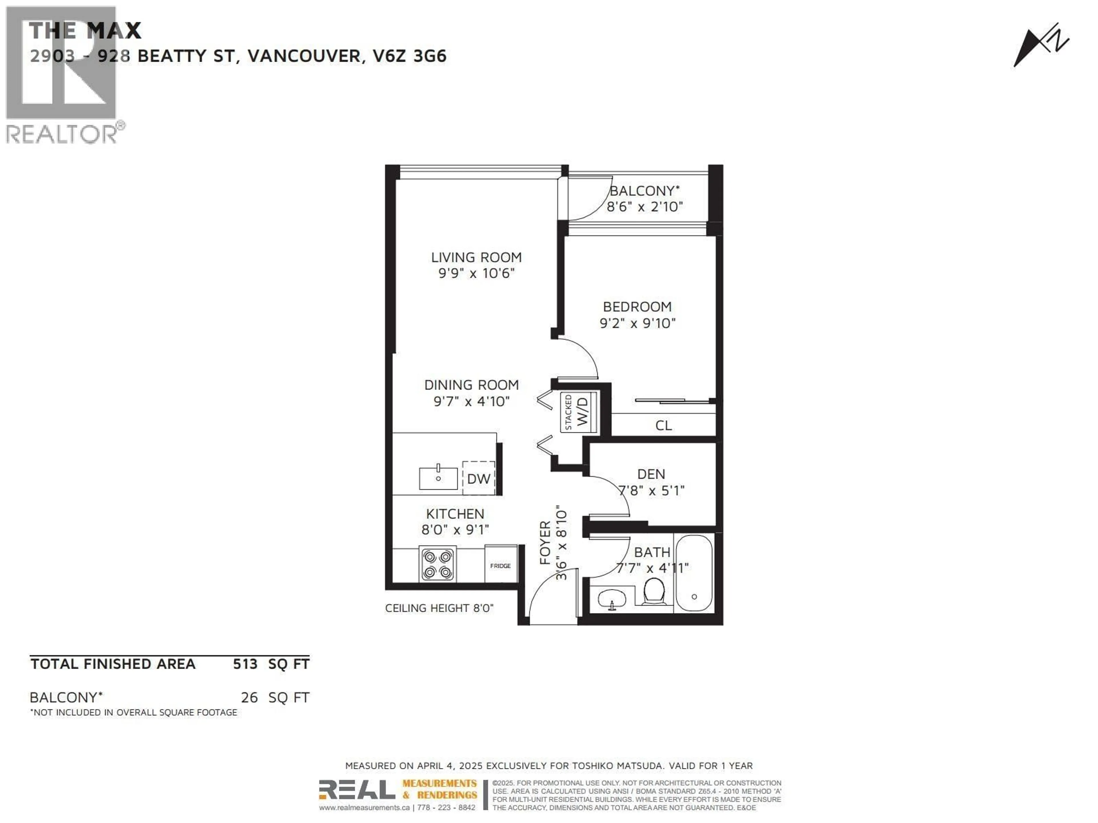 Floor plan for 2903 - 928 BEATTY STREET, Vancouver British Columbia V6Z3G6