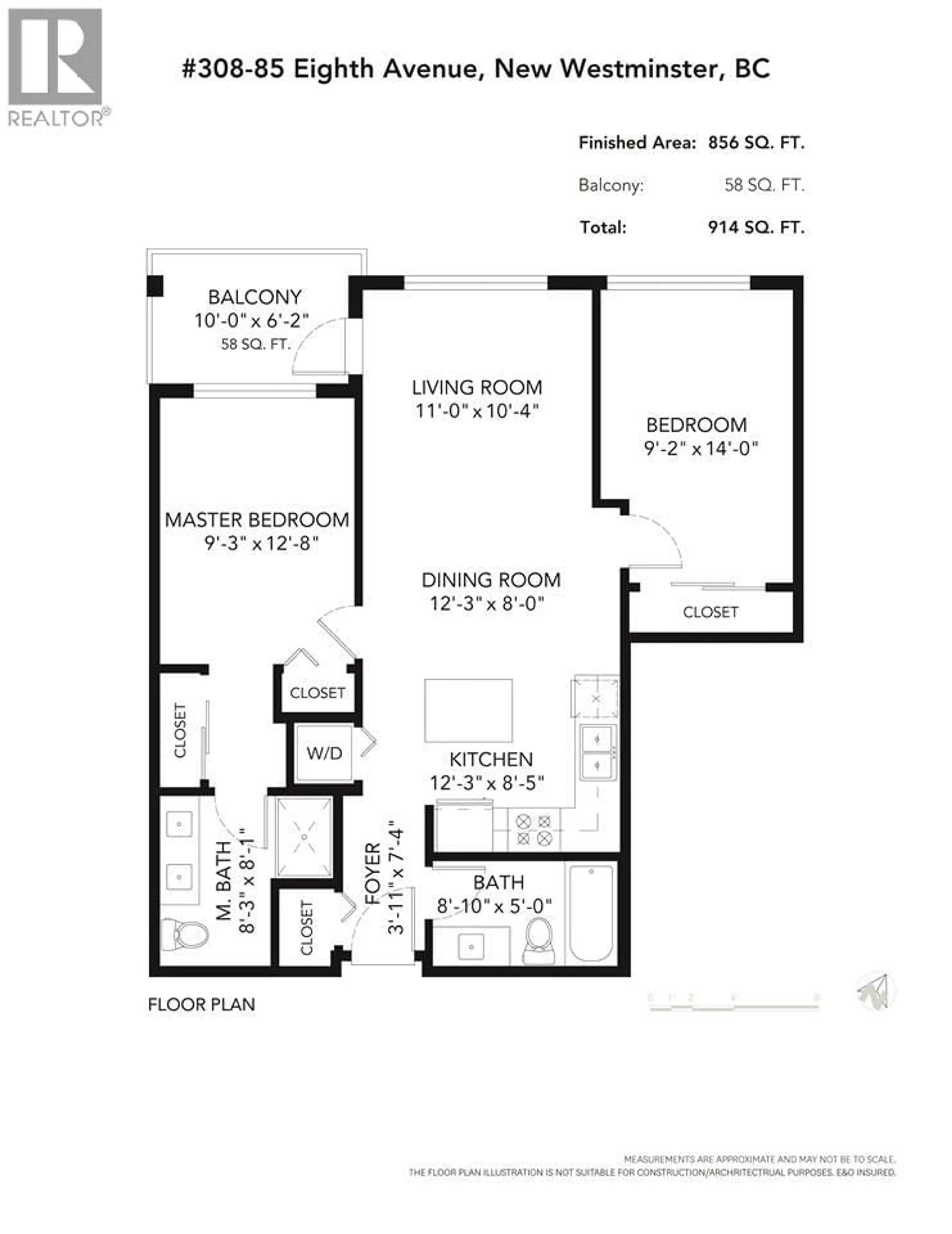 Floor plan for 308 - 85 EIGHTH AVENUE, New Westminster British Columbia V3L0E9