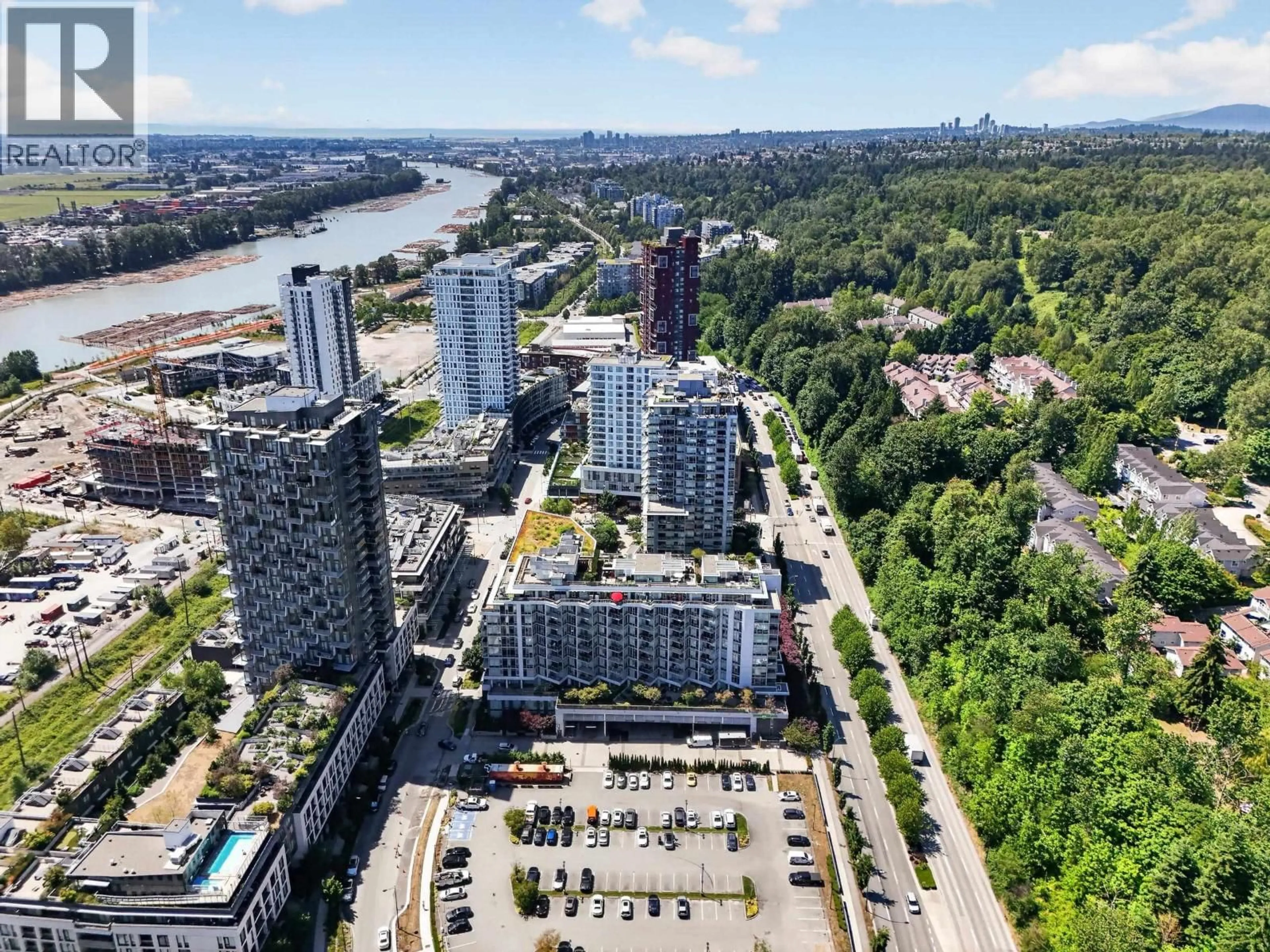 A pic from outside/outdoor area/front of a property/back of a property/a pic from drone, city buildings view from balcony for 1102 - 8538 RIVER DISTRICT CROSSING, Vancouver British Columbia V5S0C9