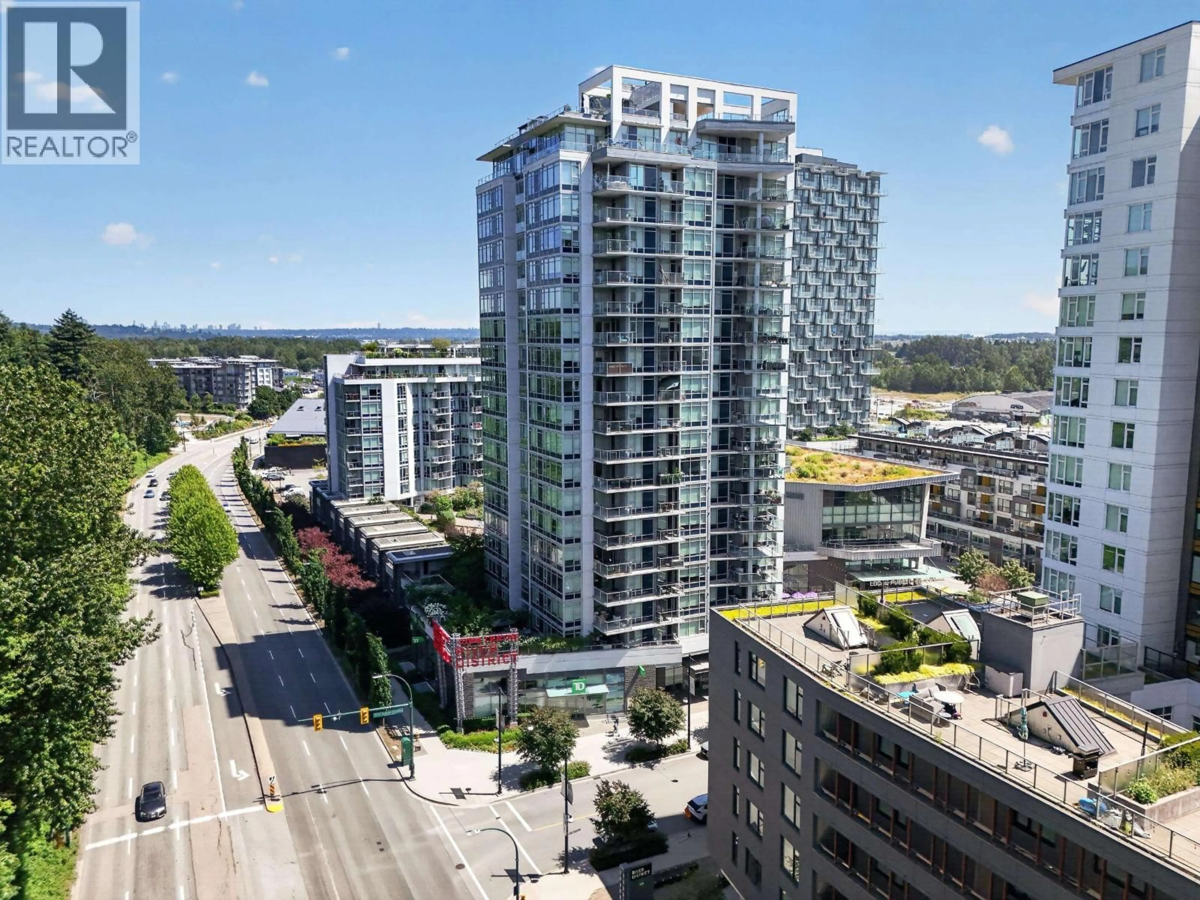A pic from outside/outdoor area/front of a property/back of a property/a pic from drone, city buildings view from balcony for 1102 - 8538 RIVER DISTRICT CROSSING, Vancouver British Columbia V5S0C9