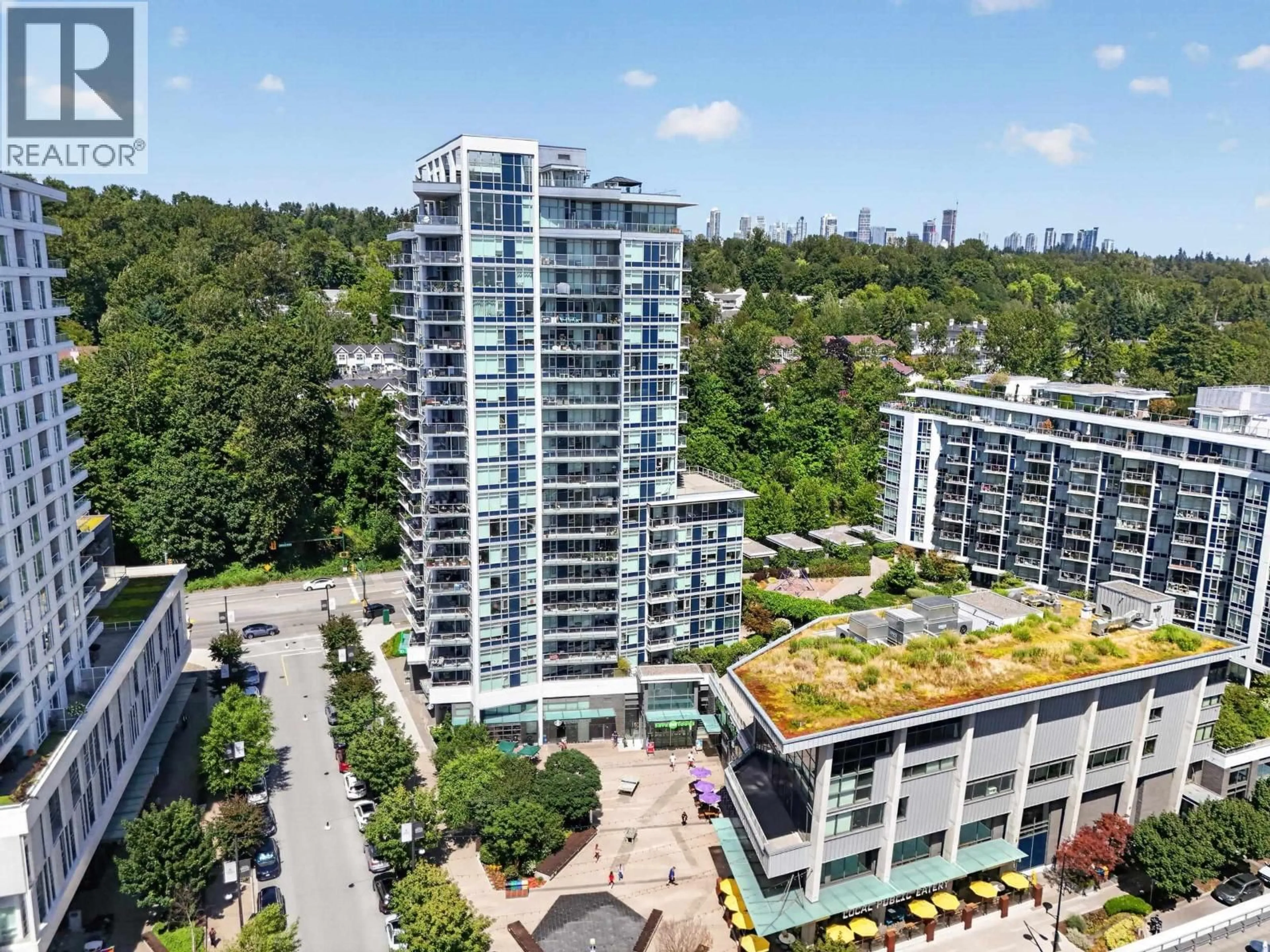 A pic from outside/outdoor area/front of a property/back of a property/a pic from drone, city buildings view from balcony for 1102 - 8538 RIVER DISTRICT CROSSING, Vancouver British Columbia V5S0C9