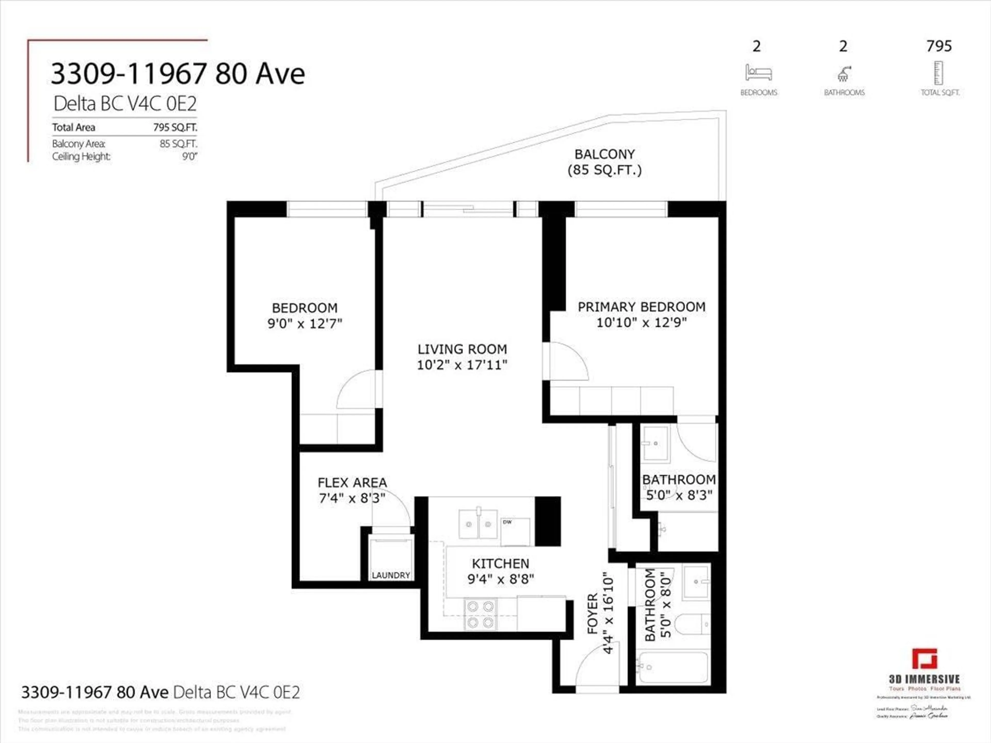 Floor plan for 3309 - 11967 80 AVENUE, Delta British Columbia V4C0E2
