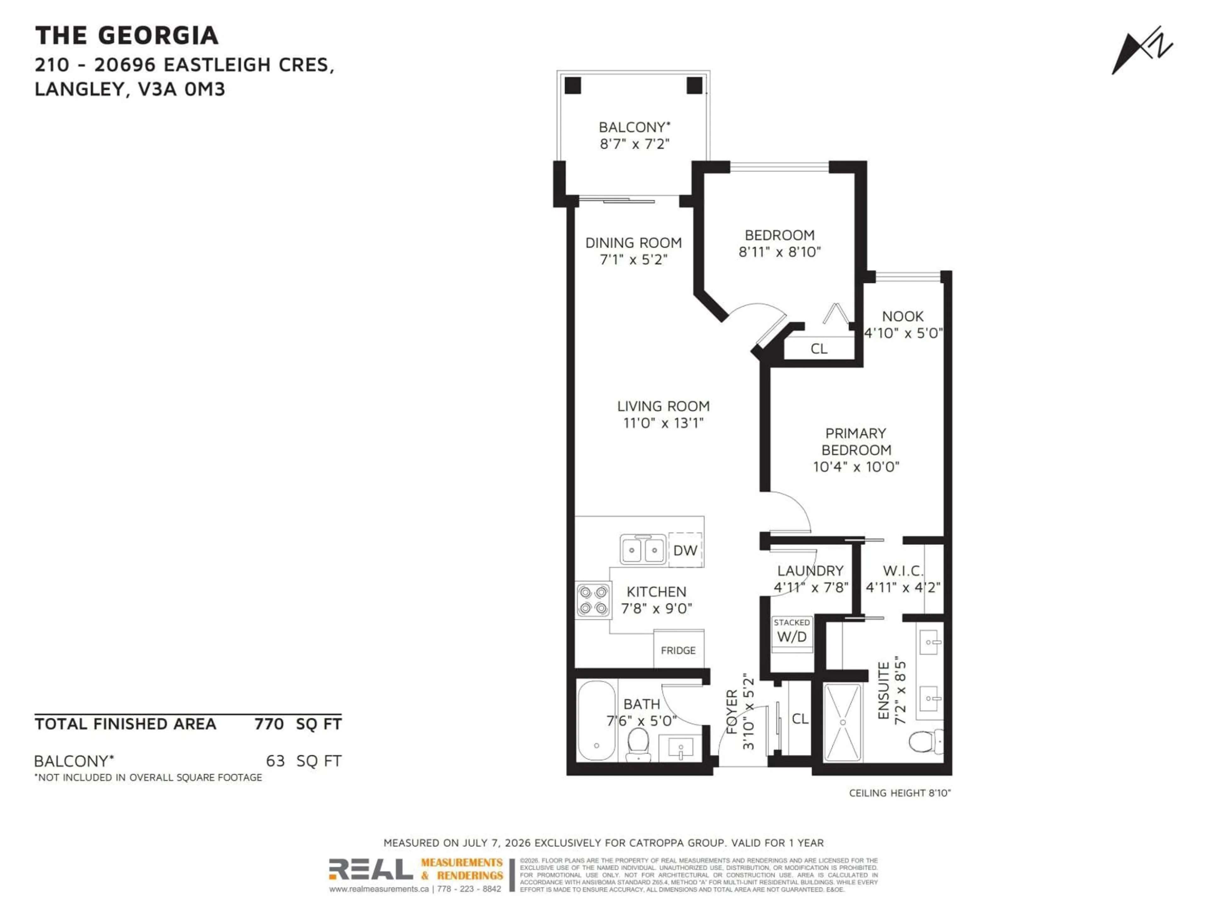 Floor plan for 210 - 20696 EASTLEIGH CRESCENT, Langley British Columbia V3A0M3