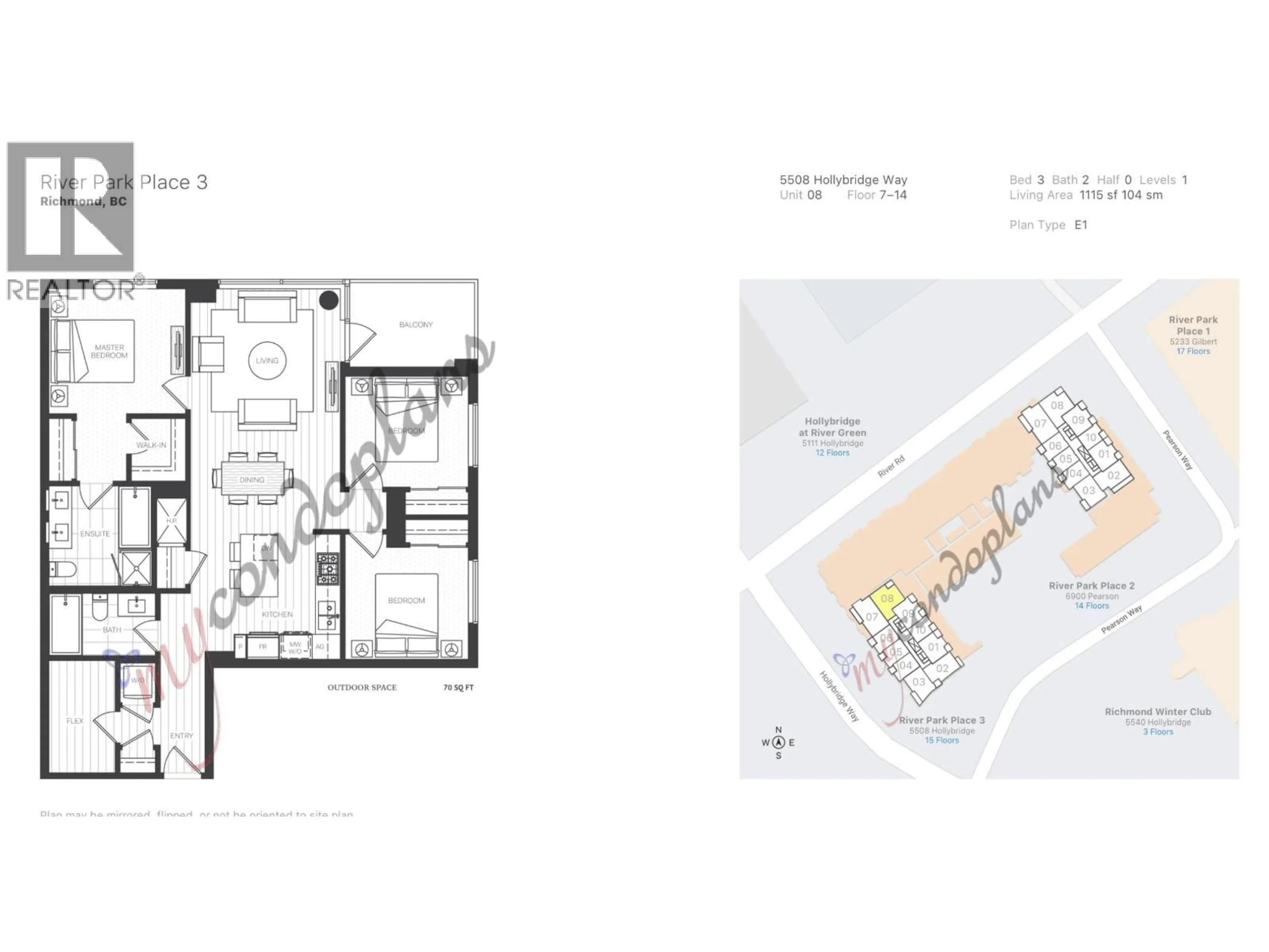 Floor plan for 708 - 5508 HOLLYBRIDGE WAY, Richmond British Columbia V7C0C7