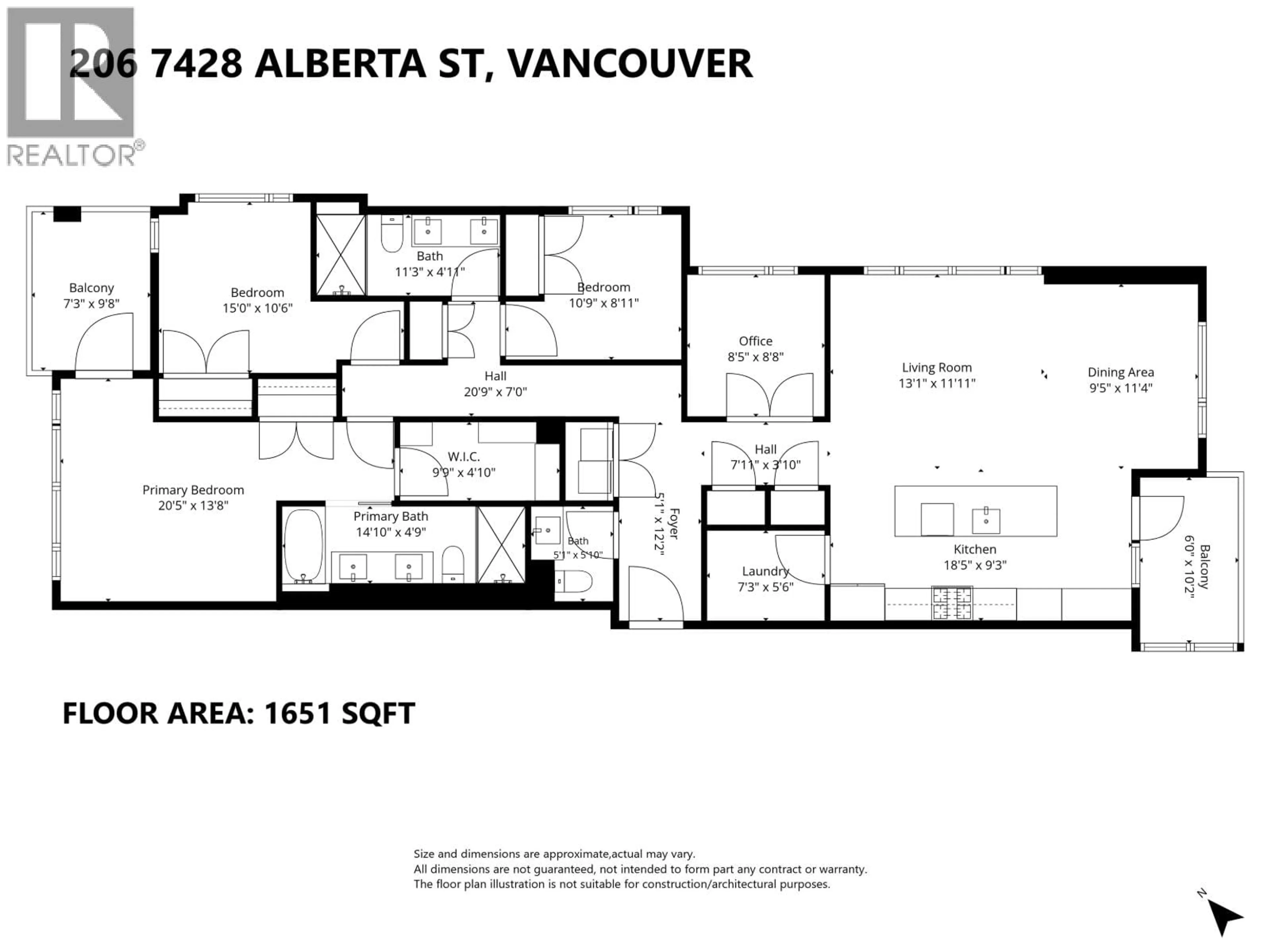 Floor plan for 206 - 7428 ALBERTA STREET, Vancouver British Columbia V5X0J5