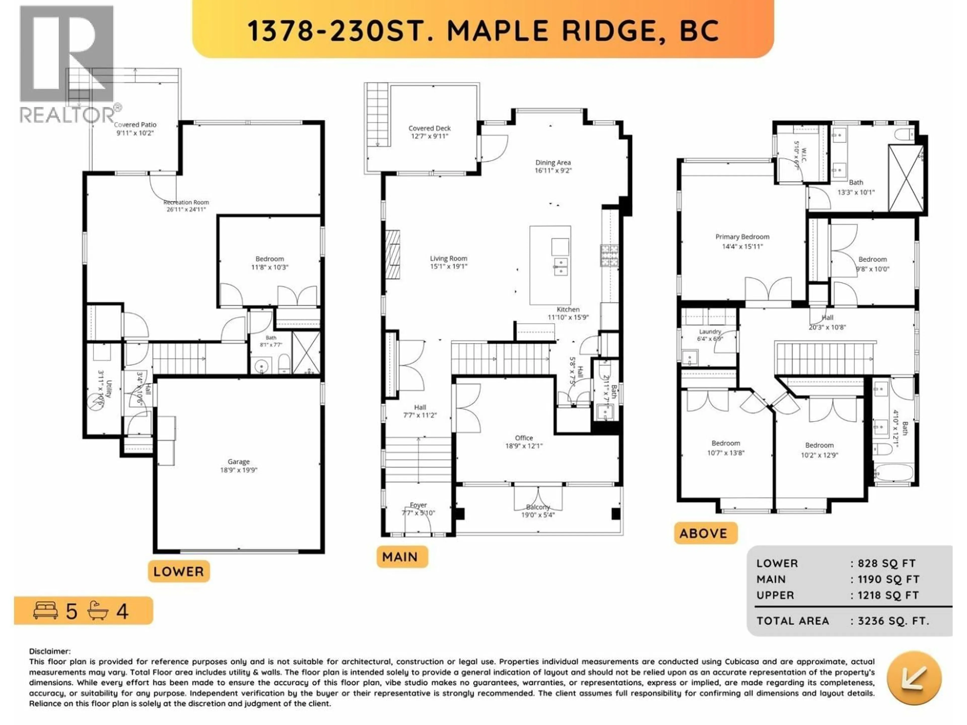 Floor plan for 11378 230 STREET, Maple Ridge British Columbia V2X0E8