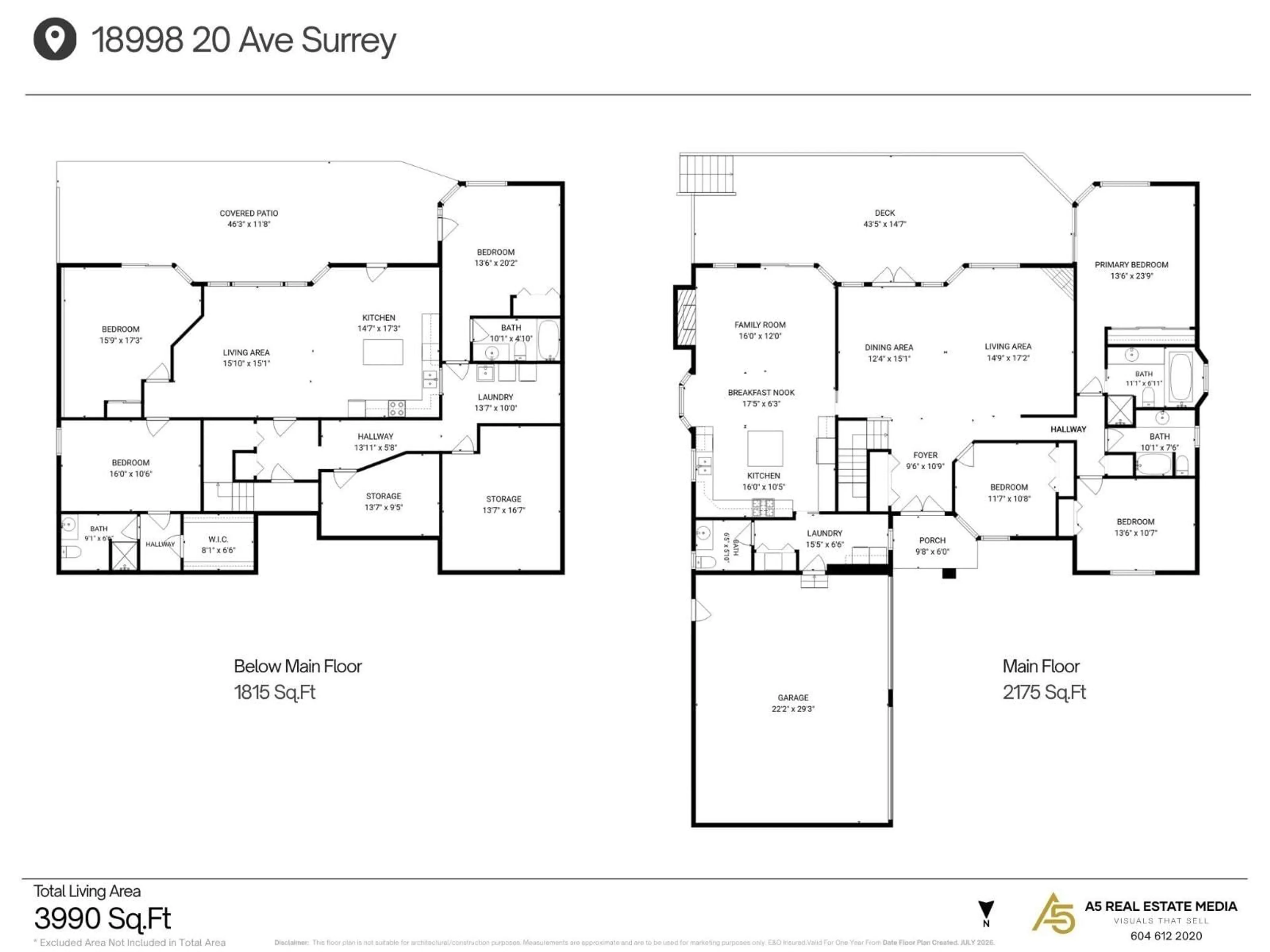 Floor plan for 18998 20 AVENUE, Surrey British Columbia V3Z9V2