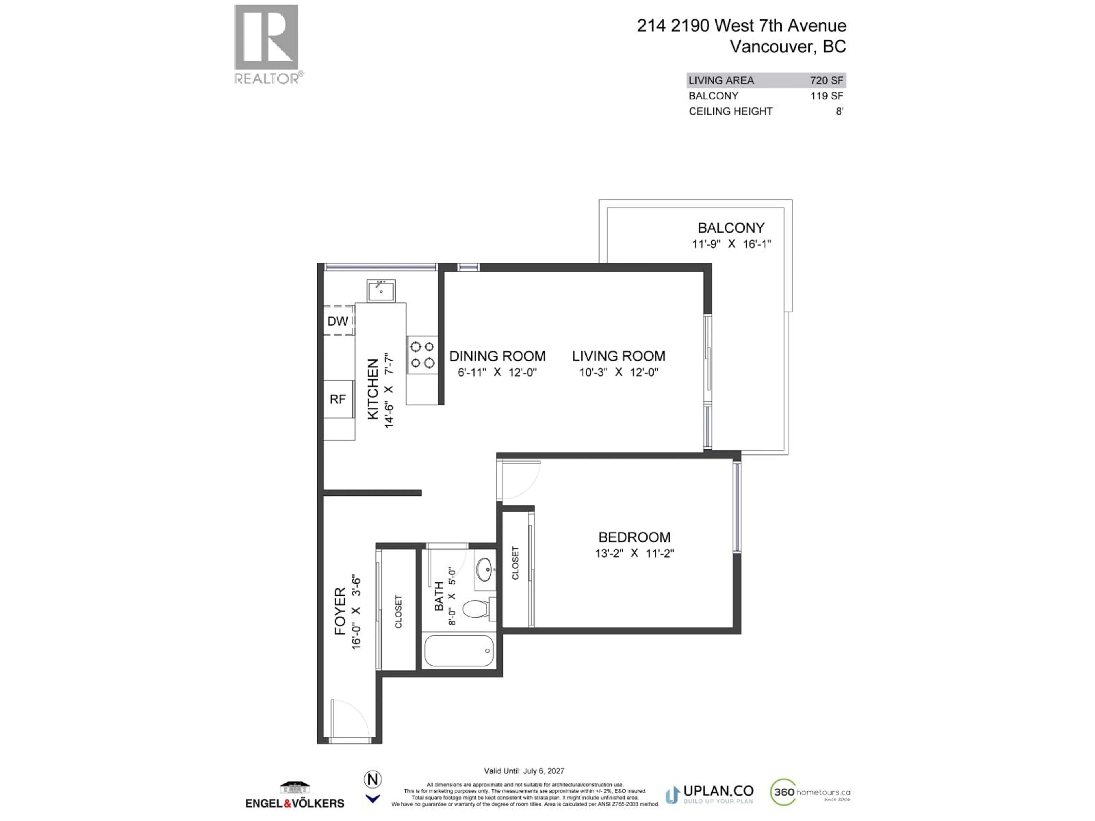 Floor plan for 214 - 2190 7TH AVENUE, Vancouver British Columbia V6K4K7