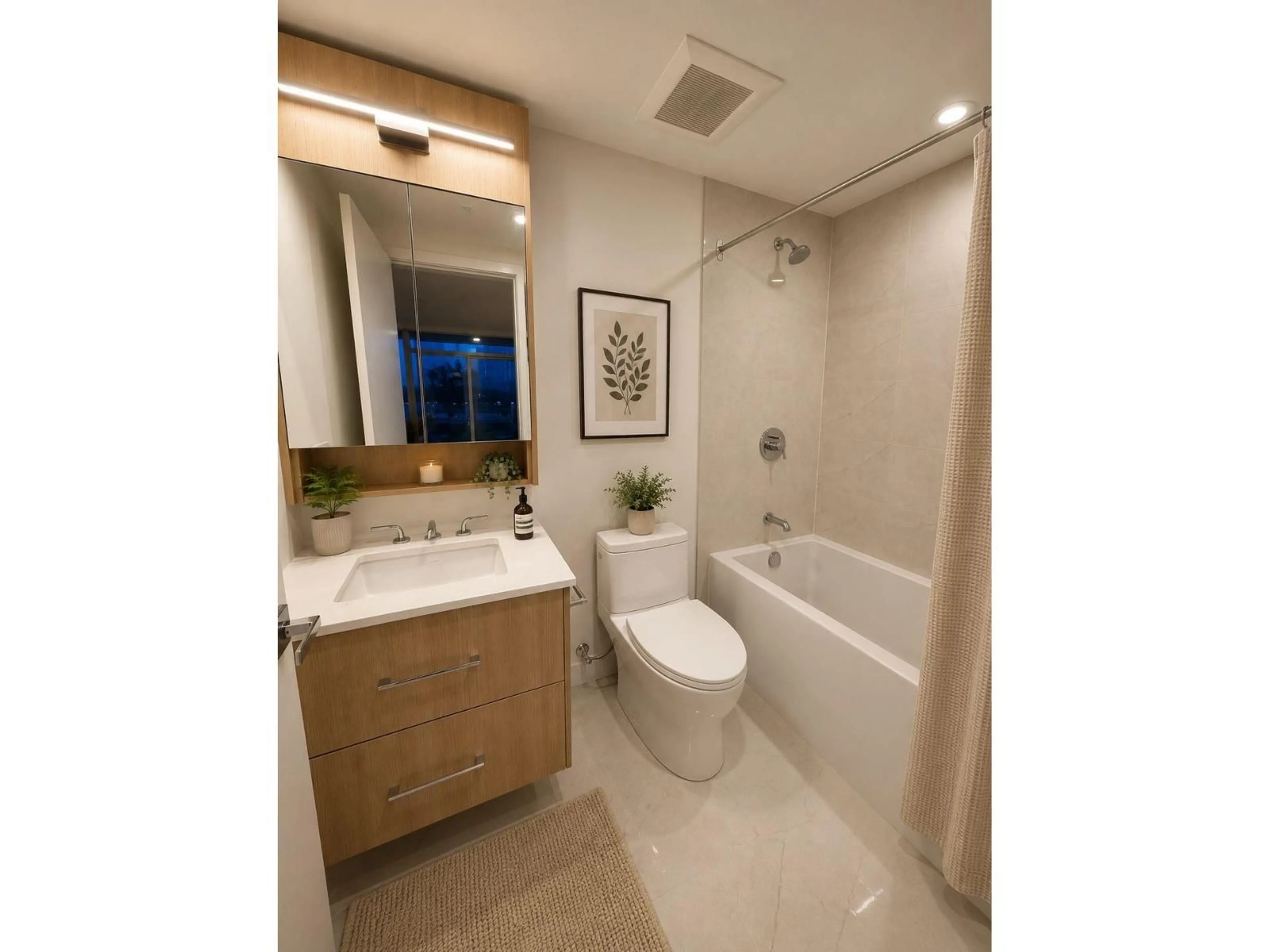 Contemporary bathroom, ceramic/tile floor for 906 - 9675 KING GEORGE BOULEVARD, Surrey British Columbia V3T0T7
