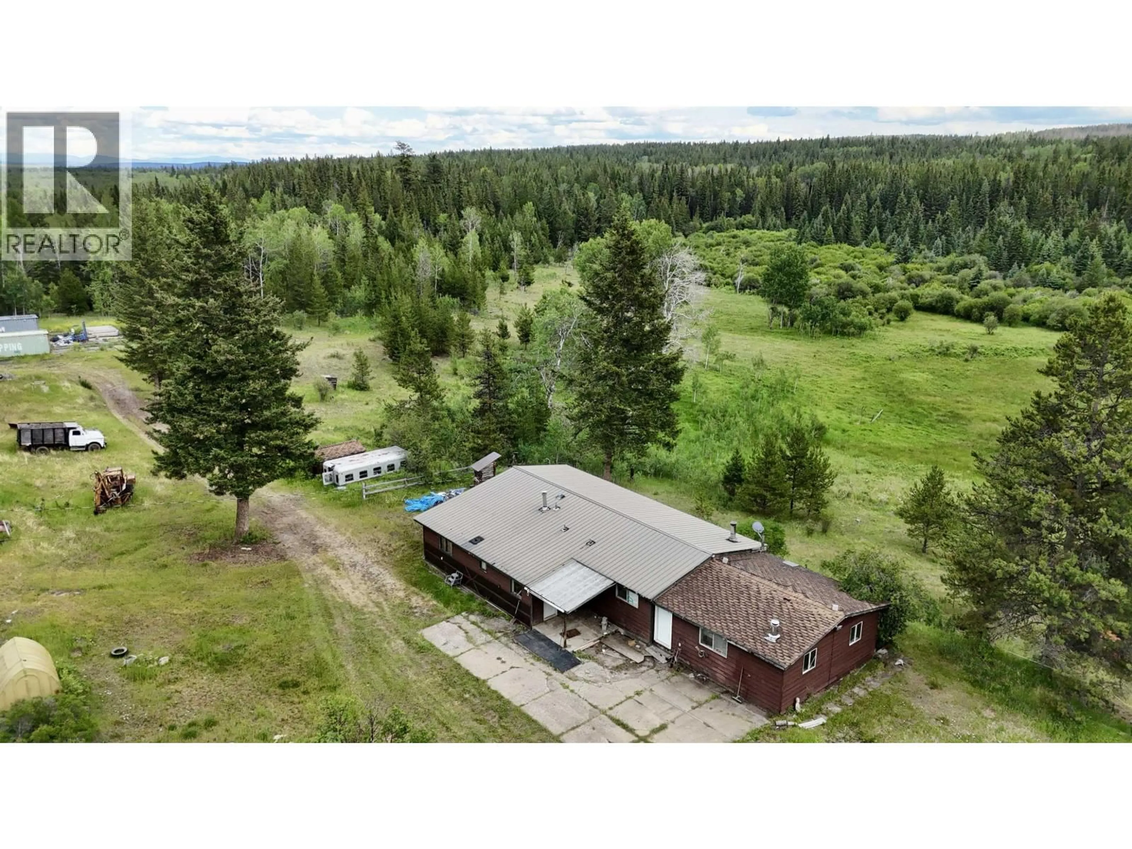 A pic from outside/outdoor area/front of a property/back of a property/a pic from drone, unknown for 5317 HELENA LAKE ROAD, 100 Mile House British Columbia V0K2E1