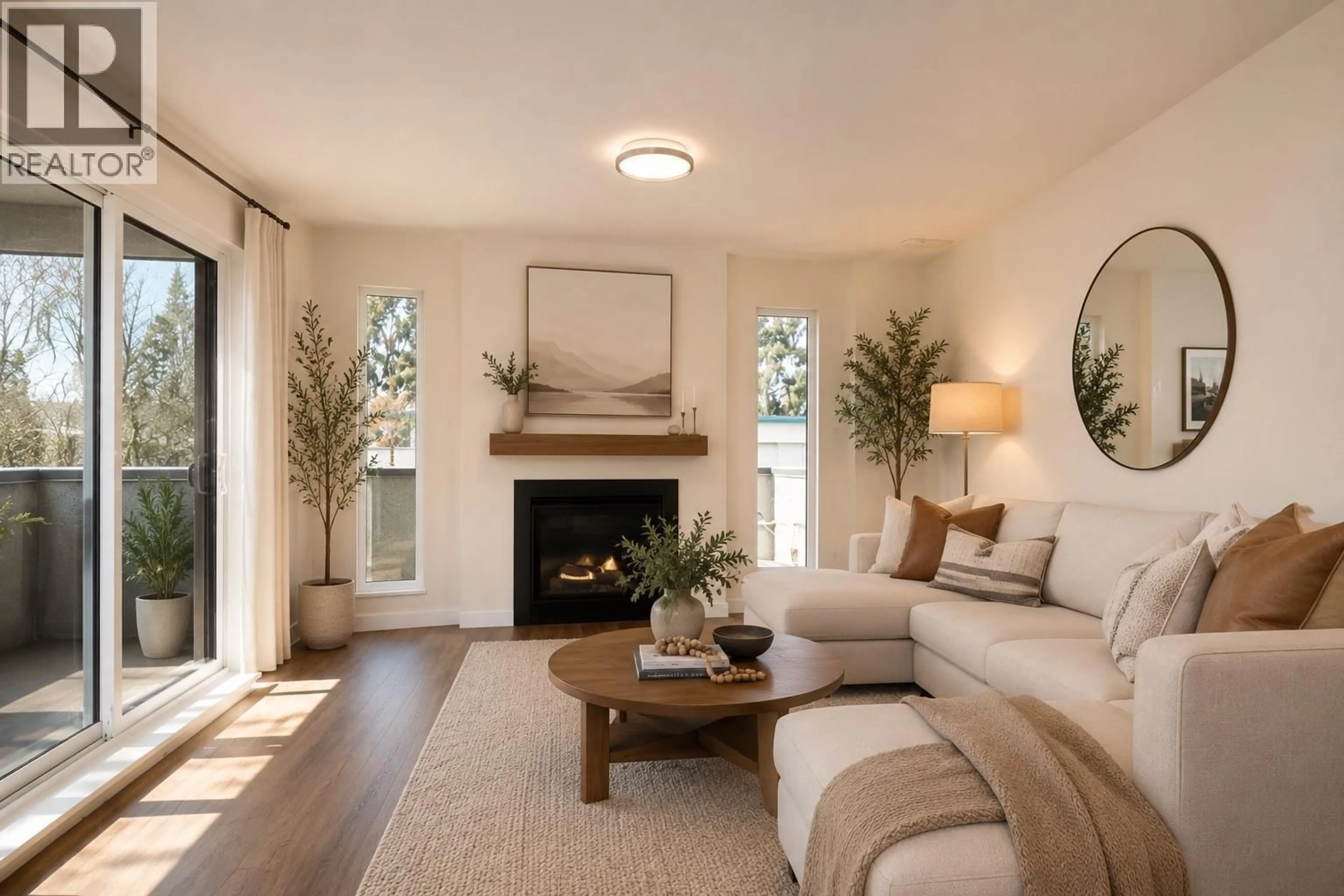 Living room with furniture, wood/laminate floor for 405 - 8775 CARTIER STREET, Vancouver British Columbia V6P4V3
