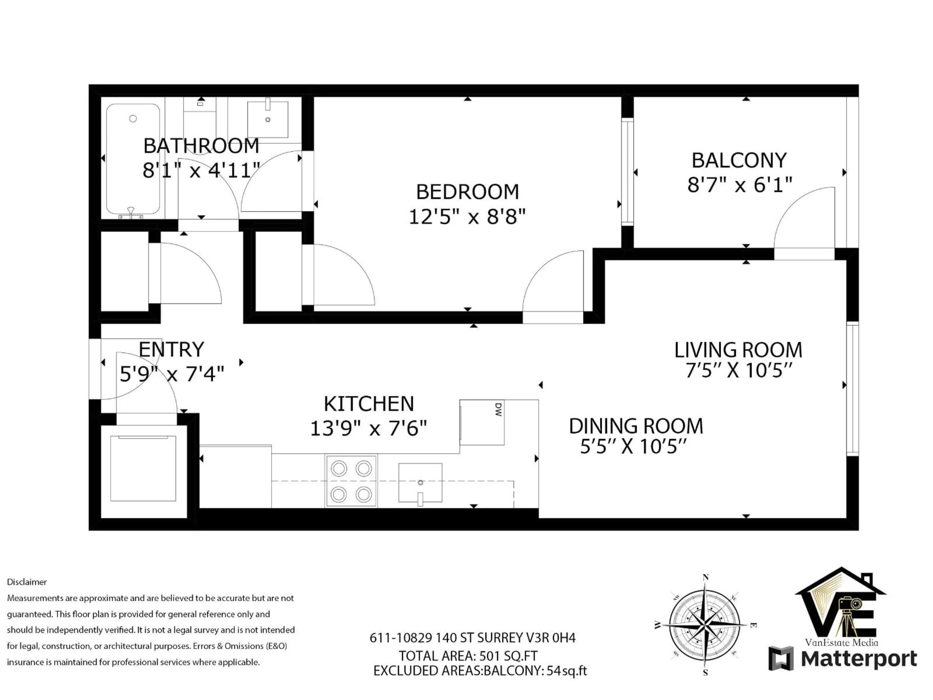 Floor plan for 611 - 10829 140 STREET, Surrey British Columbia V3R0H4