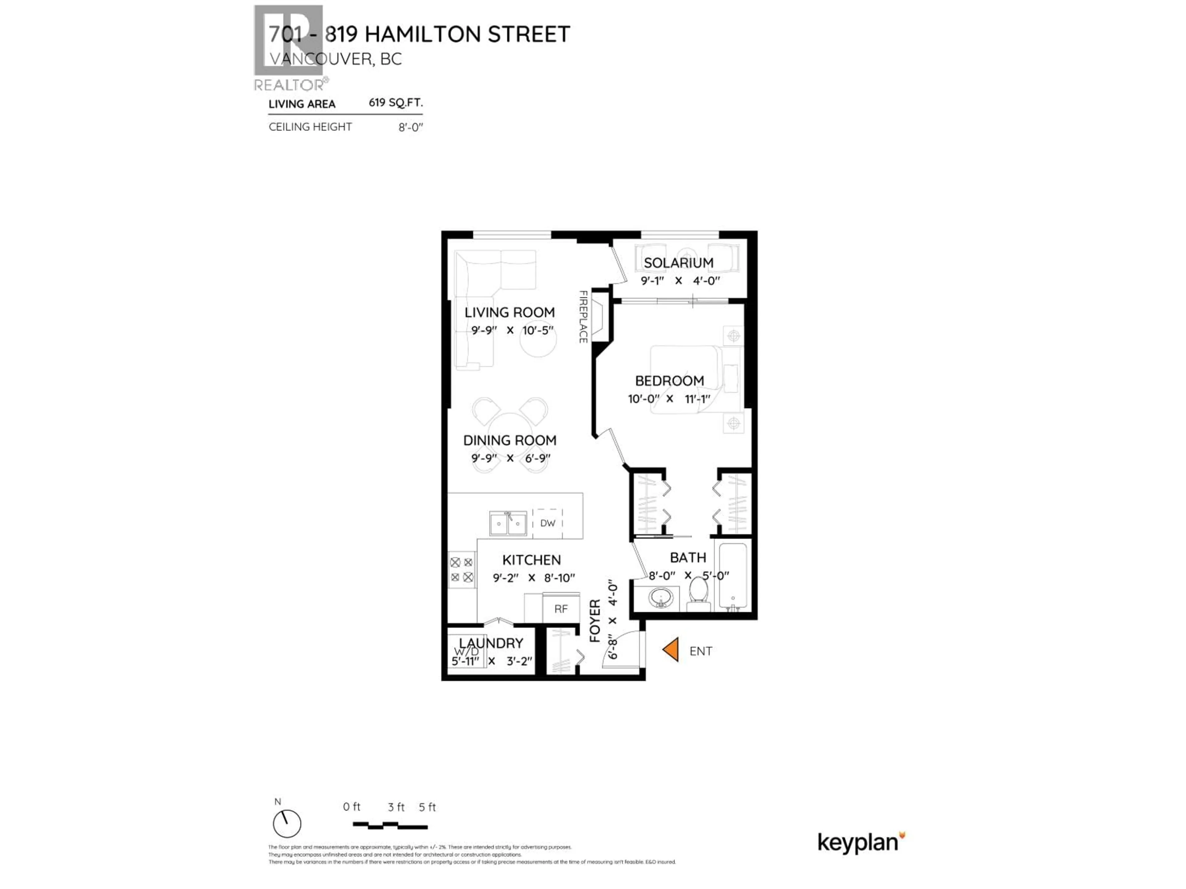 Floor plan for 701 - 819 HAMILTON STREET, Vancouver British Columbia V6B6M2
