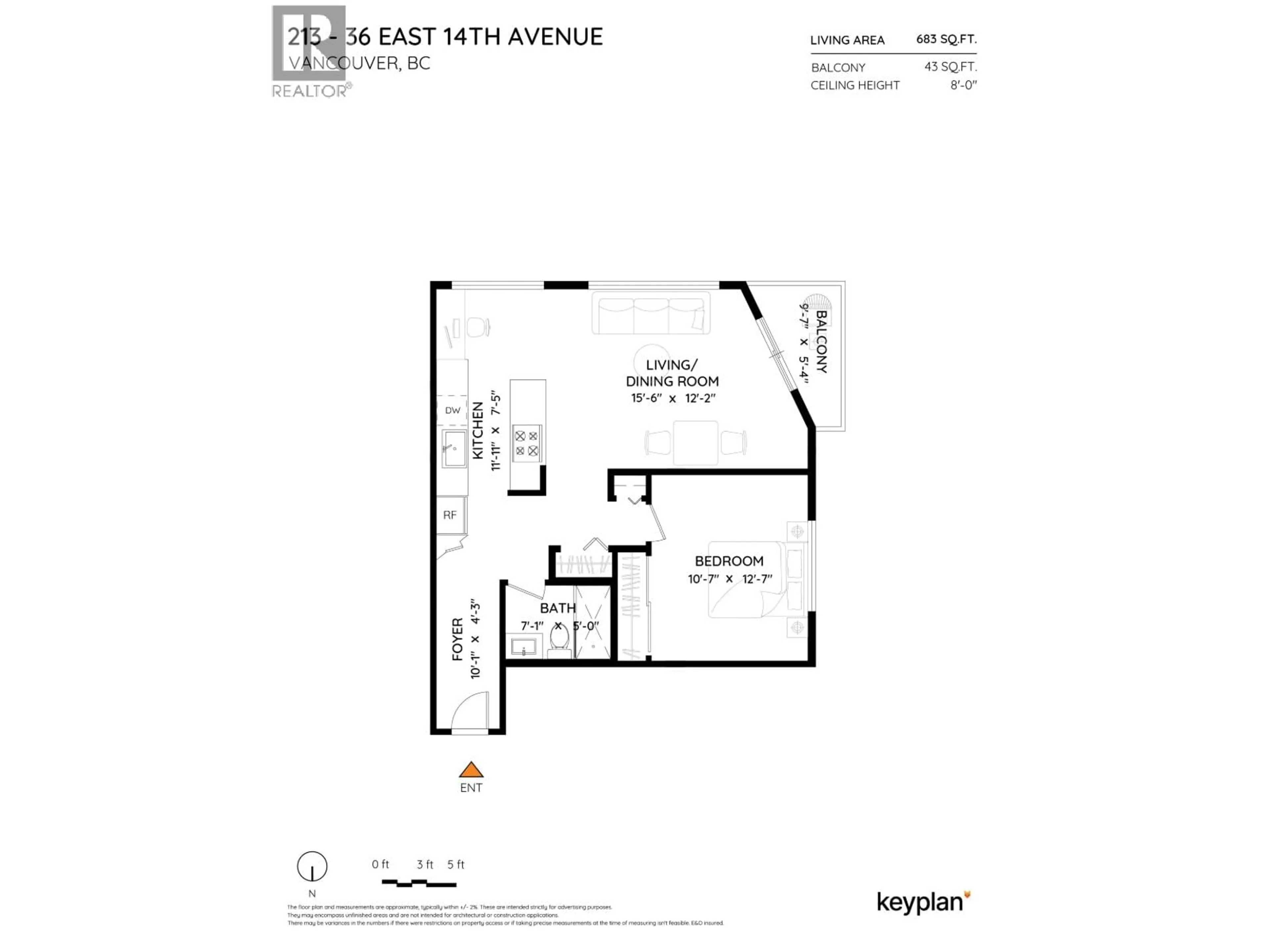 Floor plan for 213 - 36 14TH AVENUE, Vancouver British Columbia V5T4C9