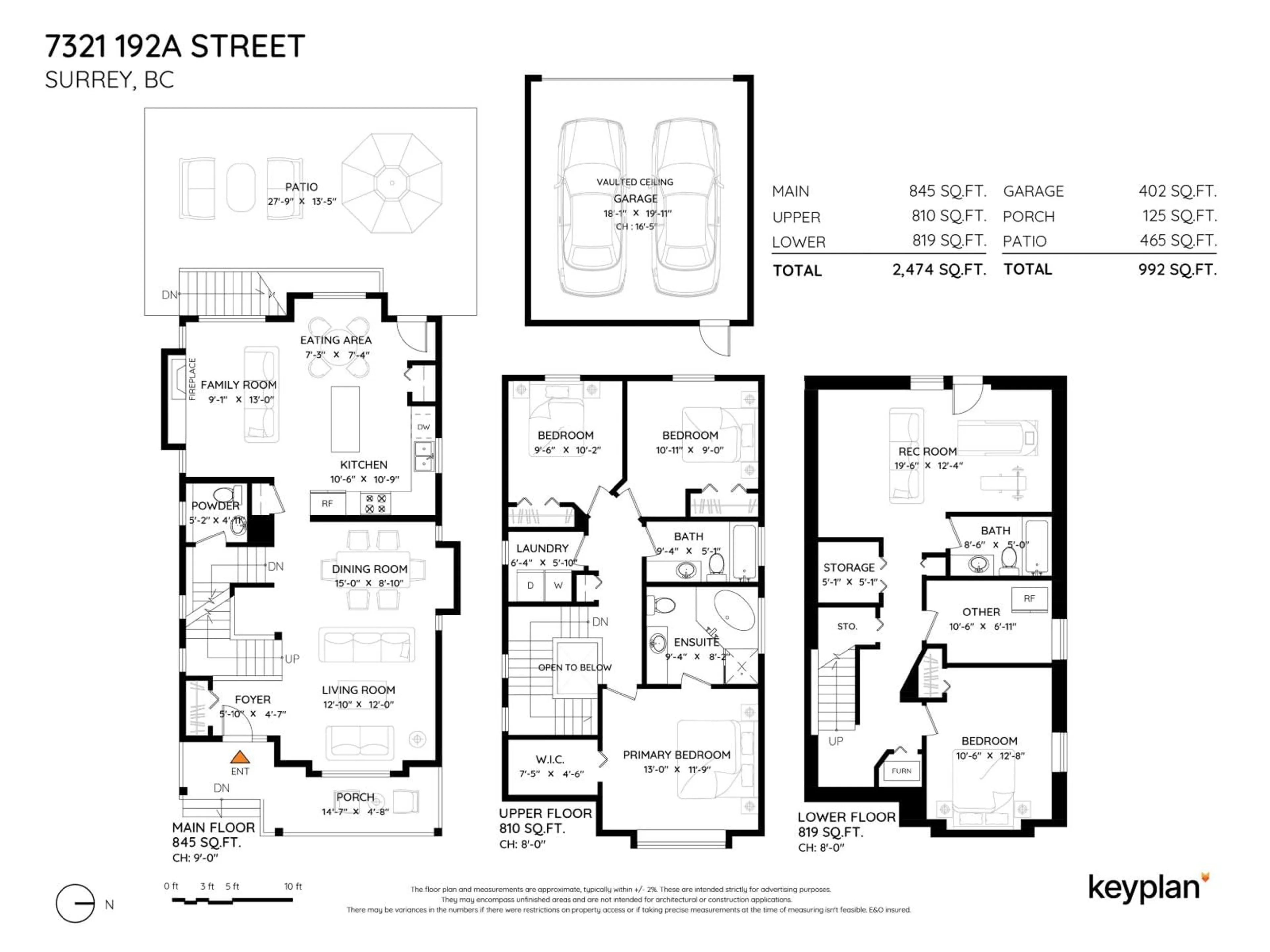 Floor plan for 7321 192A STREET, Surrey British Columbia V4N5Y4