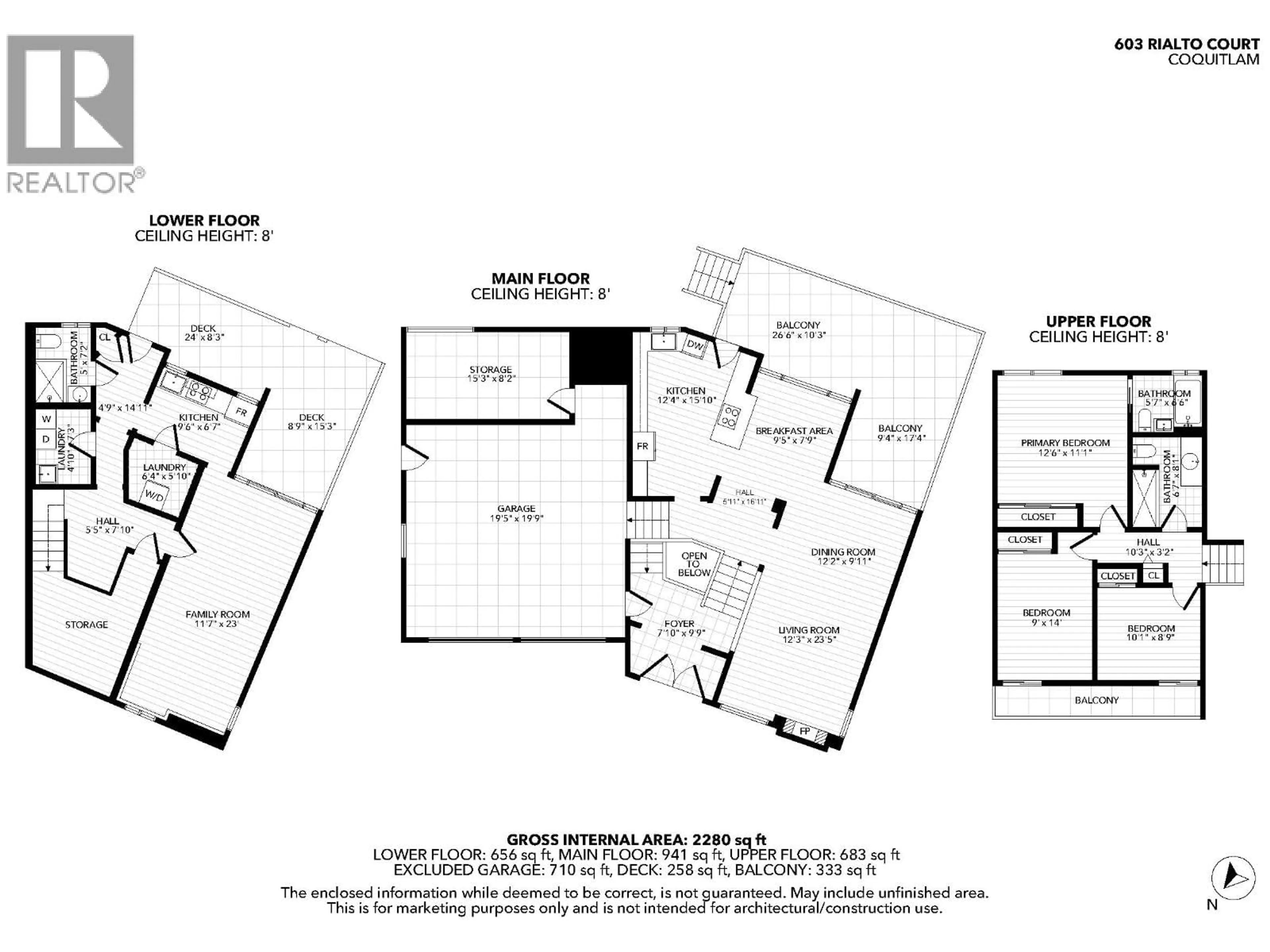 Floor plan for 603 RIALTO COURT, Coquitlam British Columbia V3J6K7