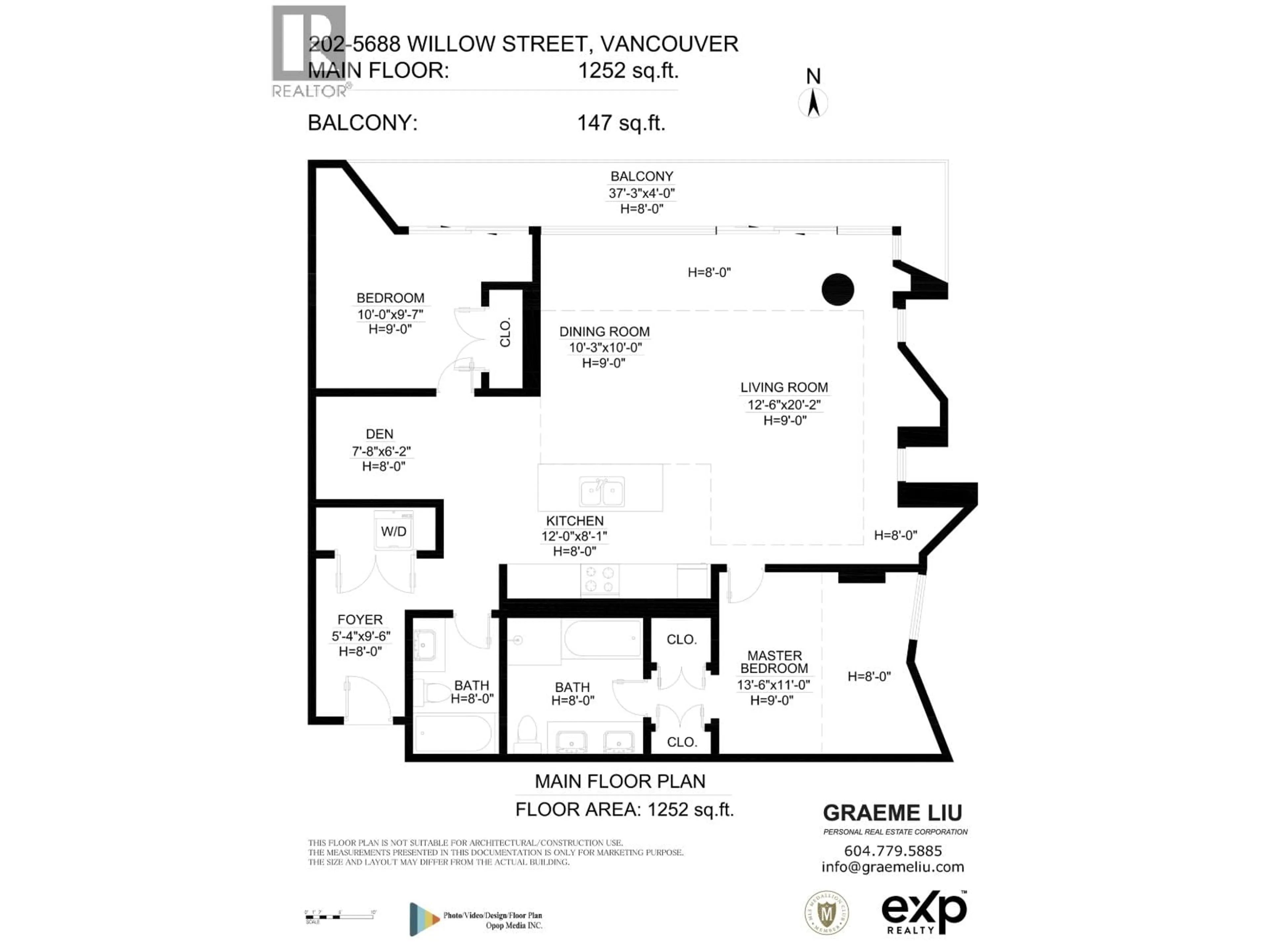 Floor plan for 202 - 5688 WILLOW STREET, Vancouver British Columbia V5Z3S4