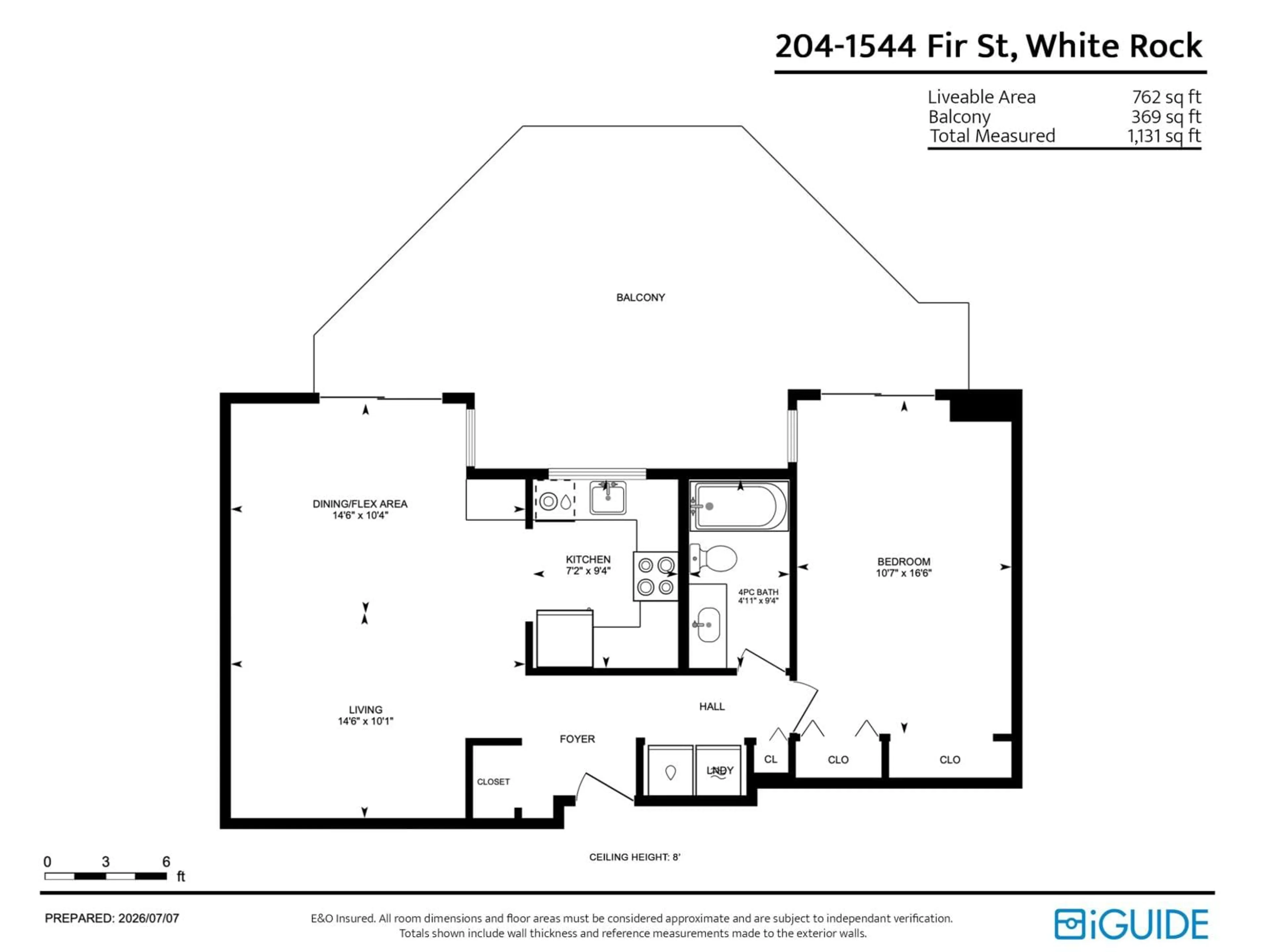 Floor plan for 204 - 1544 FIR STREET, White Rock British Columbia V4B4B7