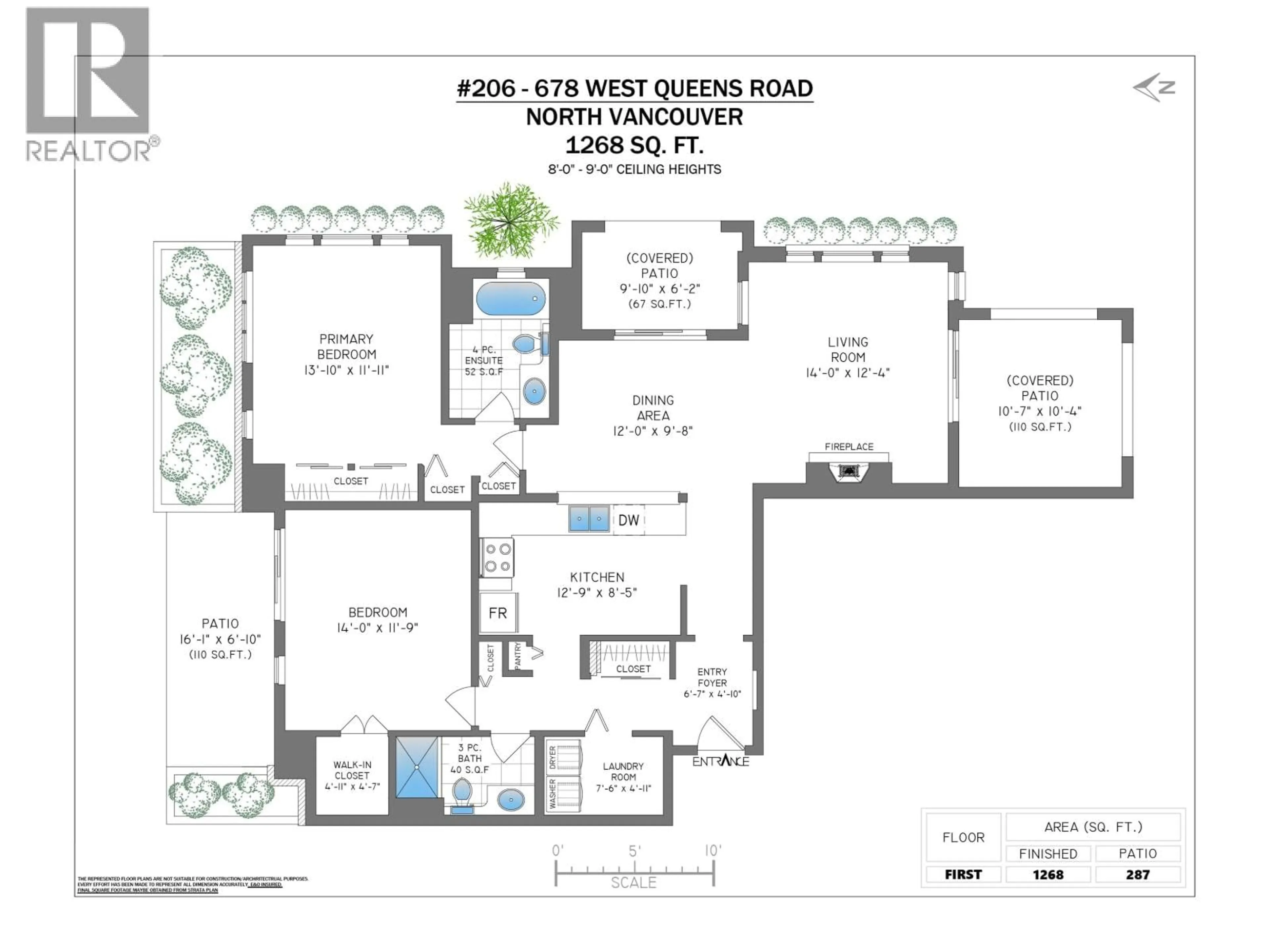 Floor plan for 206 - 678 QUEENS ROAD, North Vancouver British Columbia V7N2L3