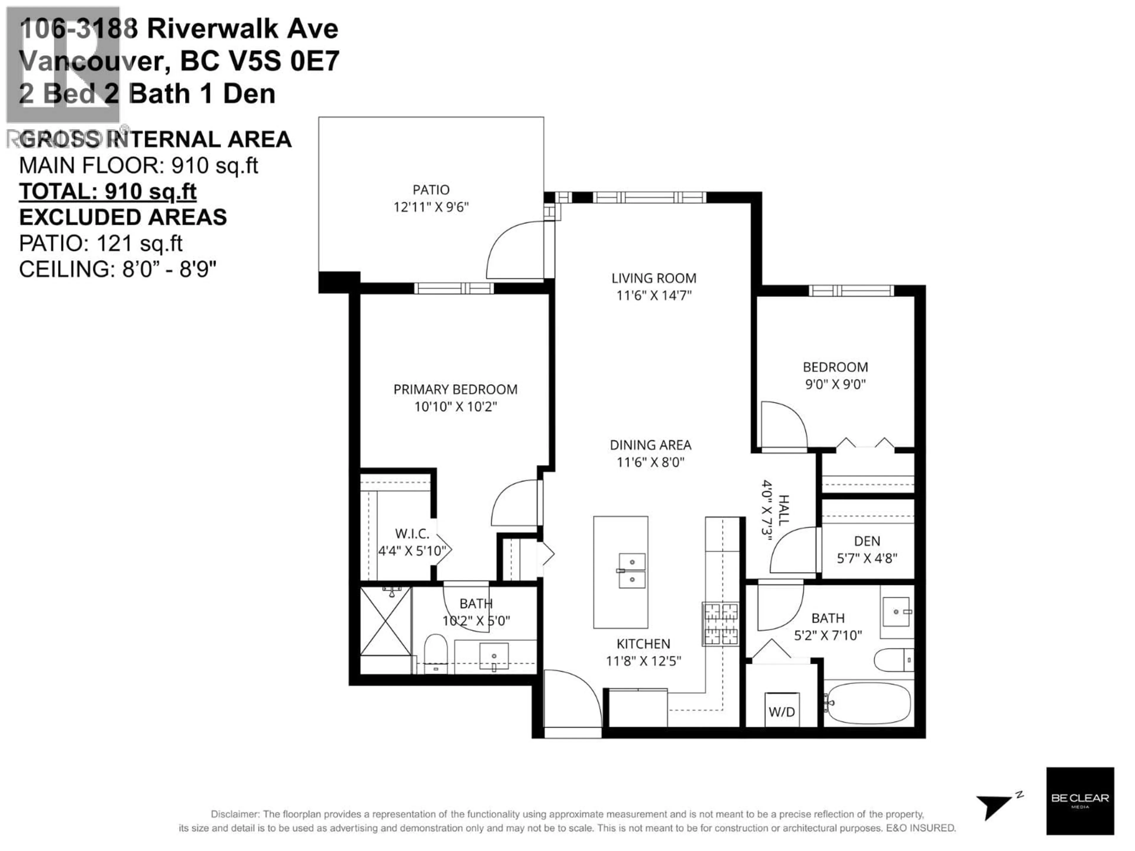 Floor plan for 106 - 3188 RIVERWALK AVENUE, Vancouver British Columbia V5S0E7