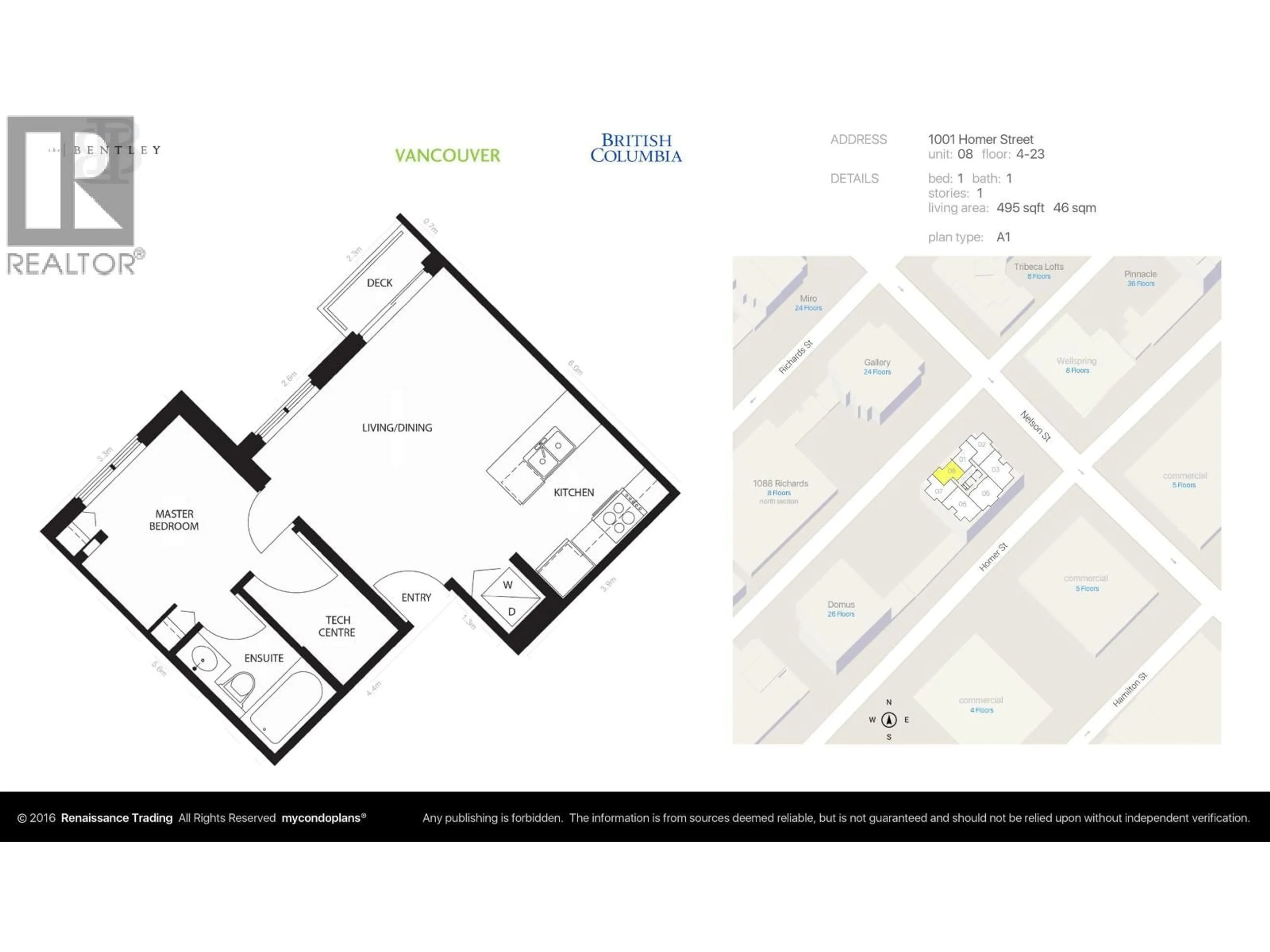 Floor plan for 1408 - 1001 HOMER STREET, Vancouver British Columbia V6B1M9