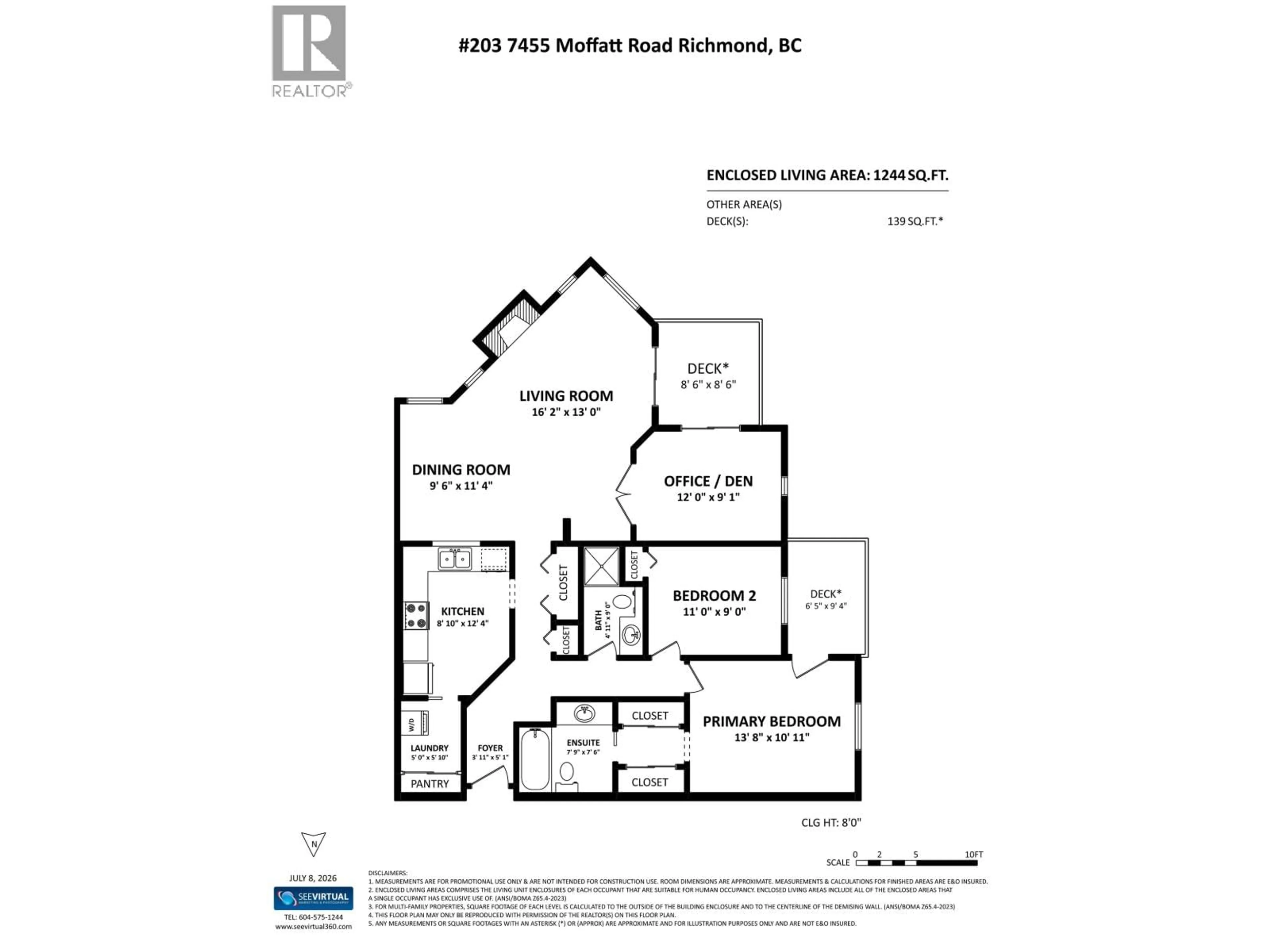 Floor plan for 203 - 7455 MOFFATT ROAD, Richmond British Columbia V6Y1X9