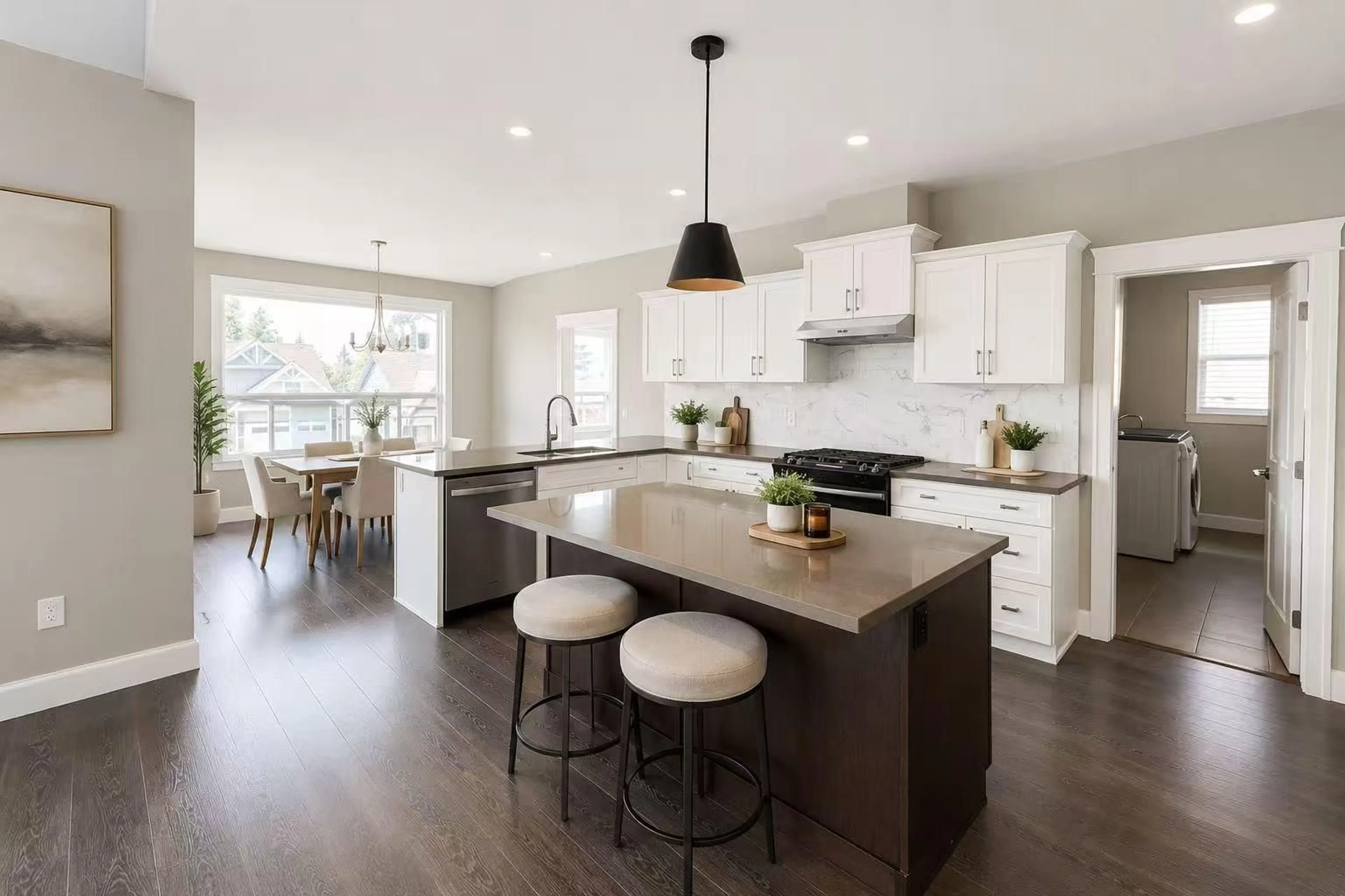 Open concept kitchen, wood/laminate floor for 1330 STROMDAHL PLACE, Agassiz British Columbia V0M1A1