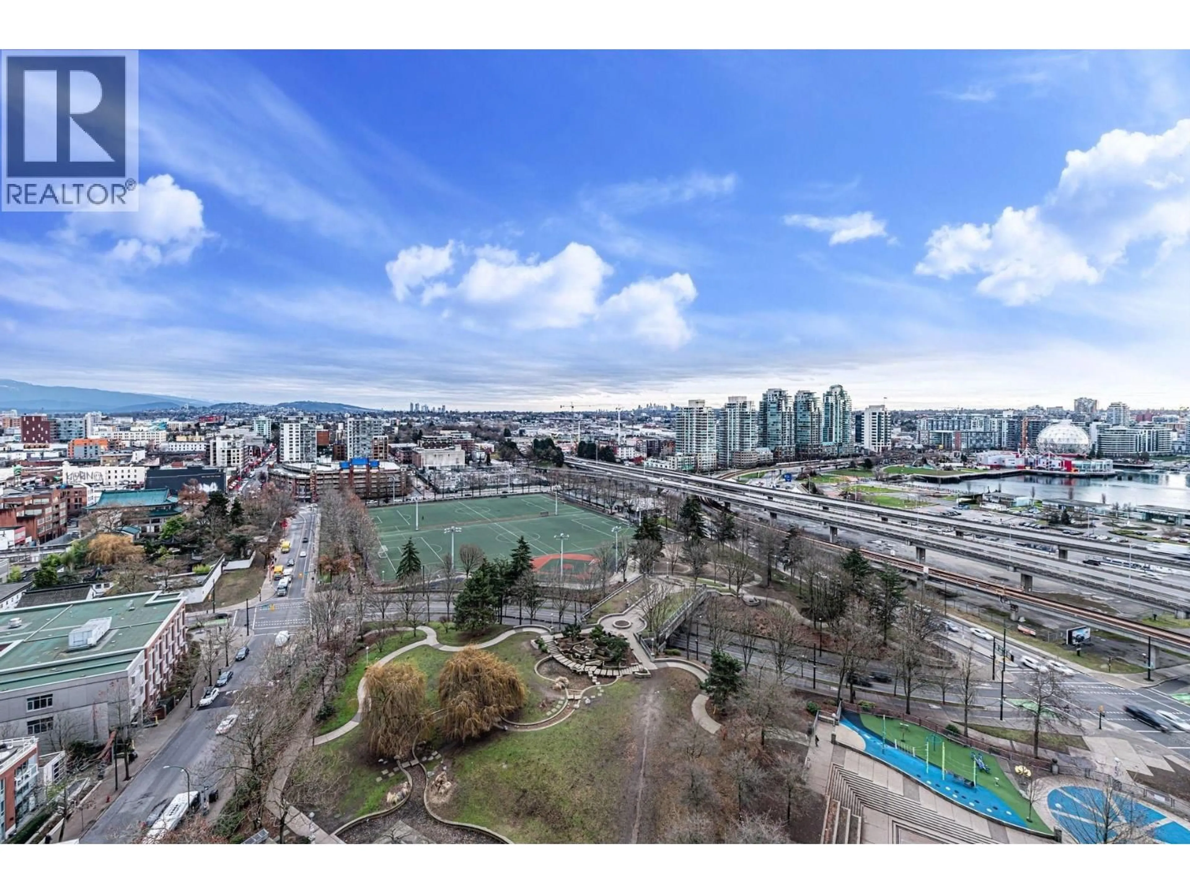 A pic from outside/outdoor area/front of a property/back of a property/a pic from drone, city buildings view from balcony for 2209 - 58 KEEFER PLACE, Vancouver British Columbia V6B0B8