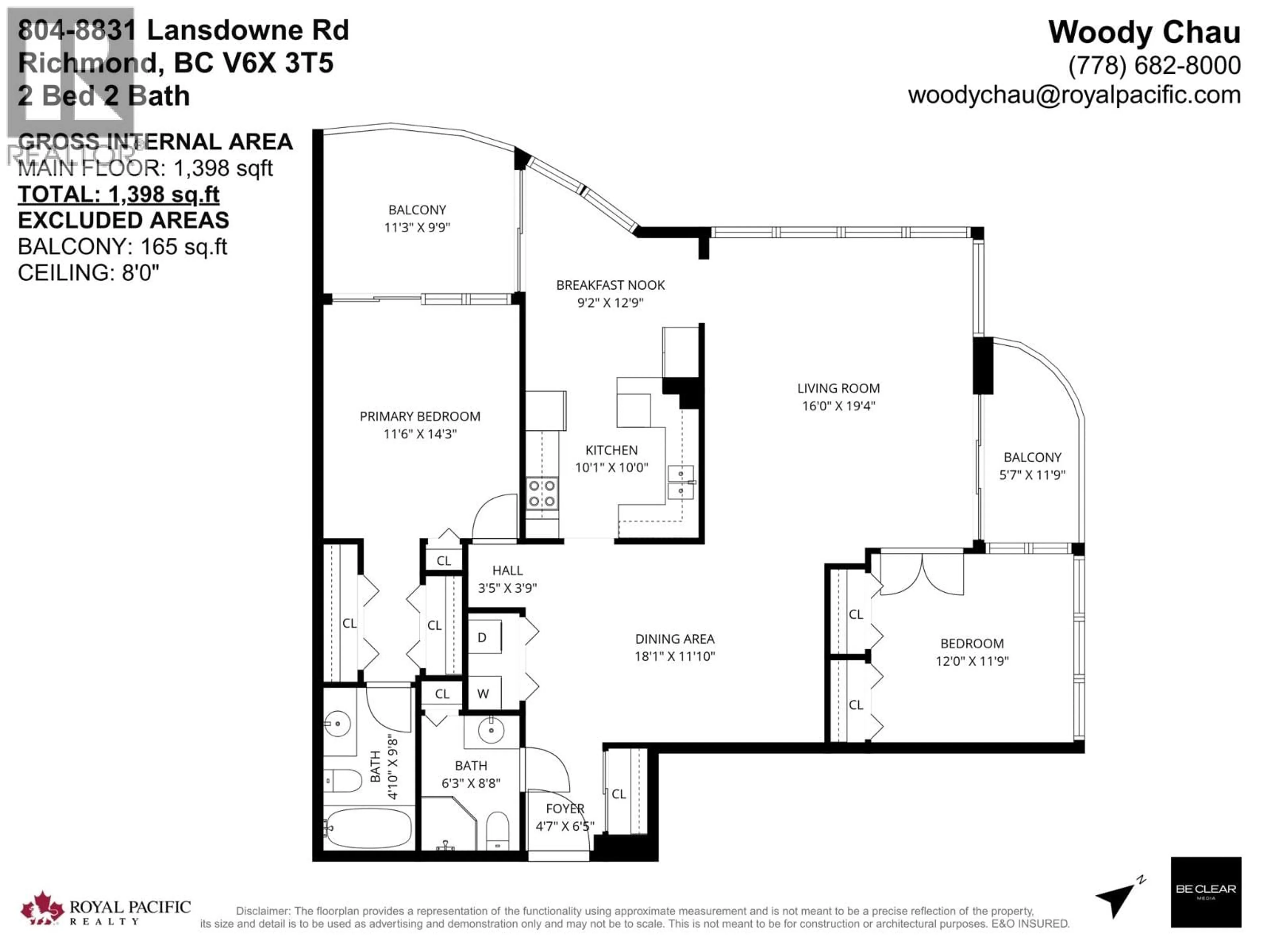 Floor plan for 804 - 8831 LANSDOWNE ROAD, Richmond British Columbia V6X3T5