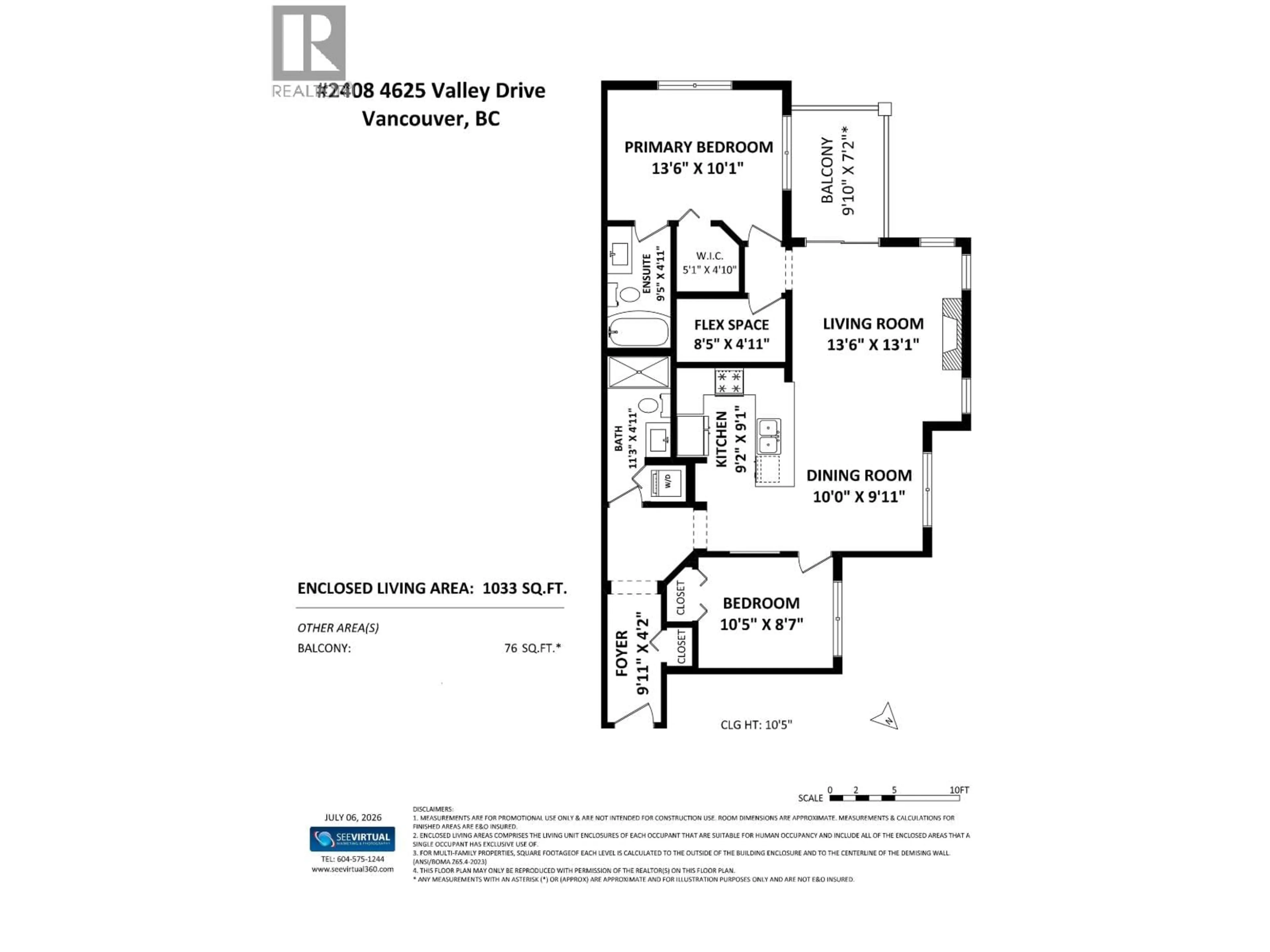 Floor plan for 2408 - 4625 VALLEY DRIVE, Vancouver British Columbia V6J5L7
