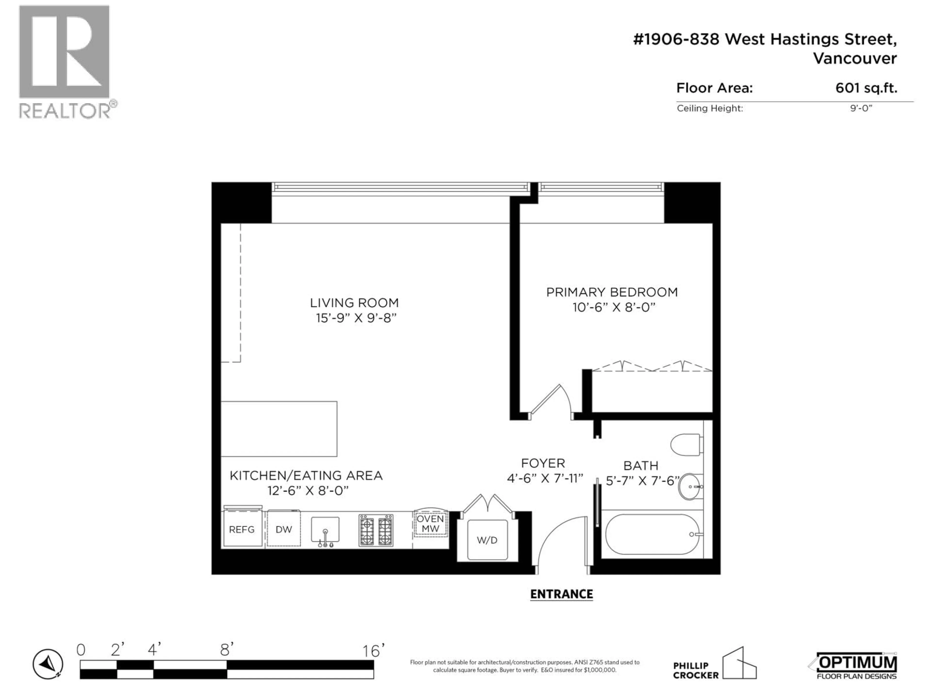 Floor plan for 1906 - 838 HASTINGS STREET, Vancouver British Columbia V6C0A6