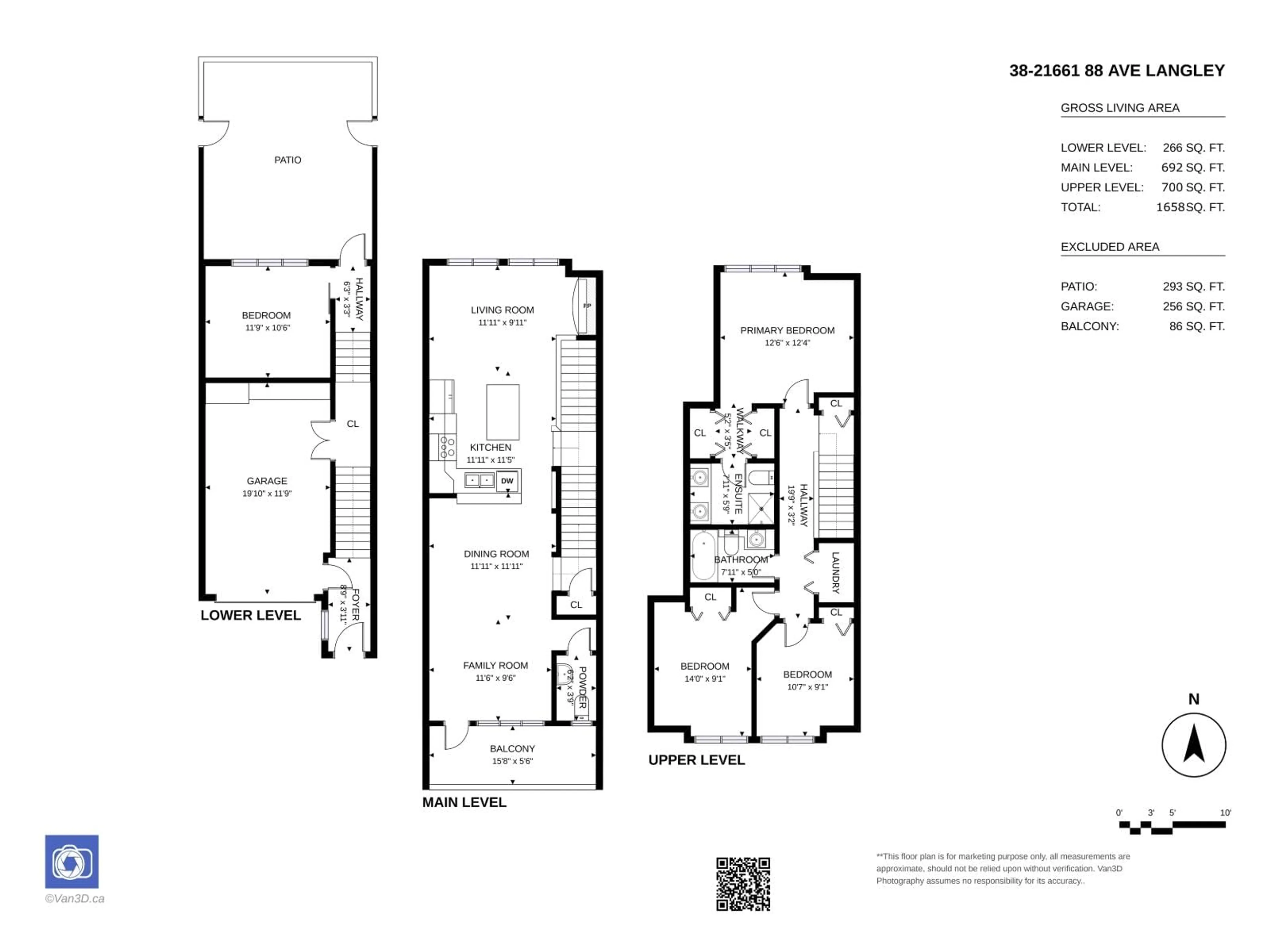 Floor plan for 38 - 21661 88 AVENUE, Langley British Columbia V1M4E6