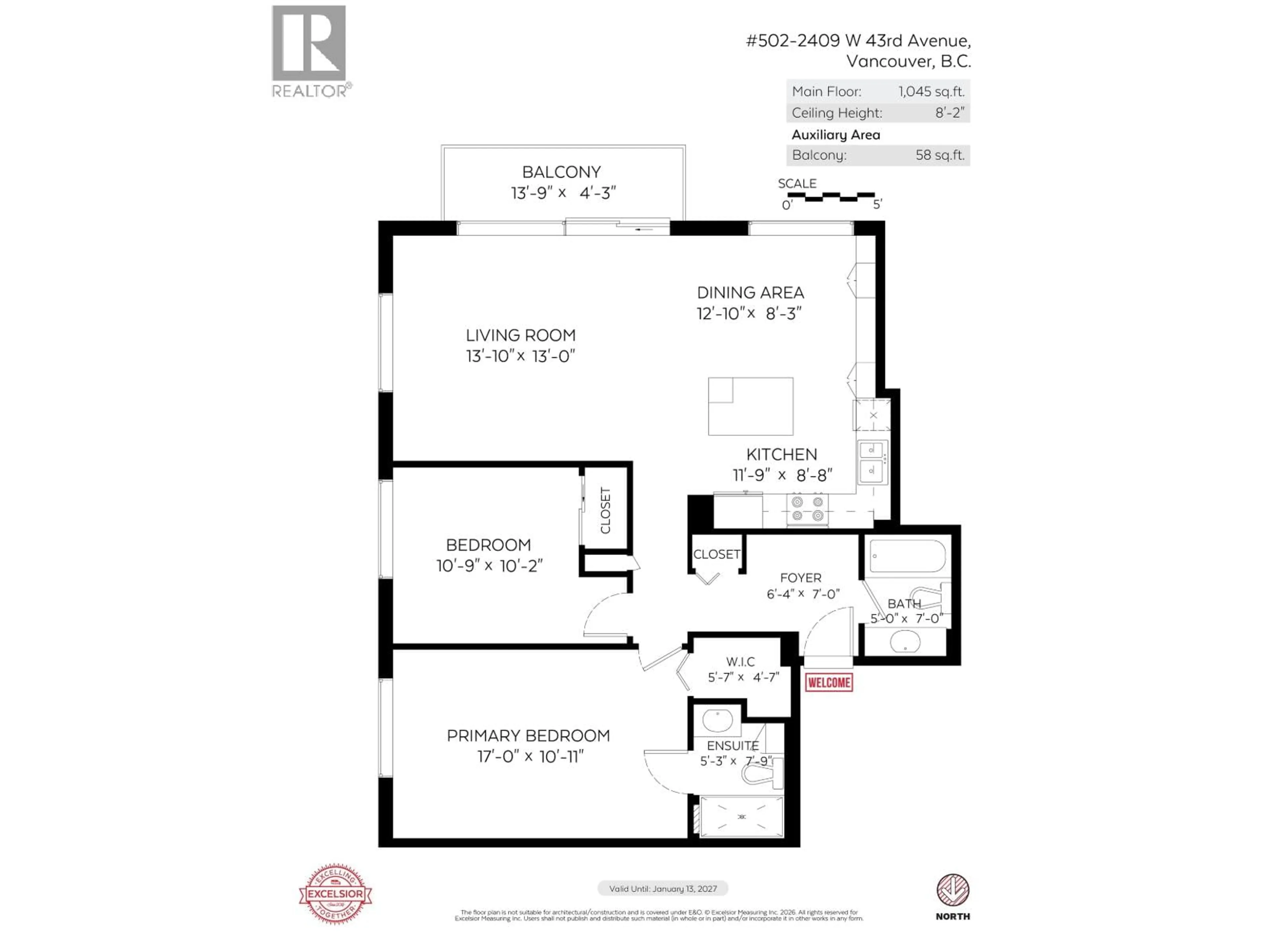 Floor plan for 502 - 2409 43RD AVENUE, Vancouver British Columbia V6M2E6